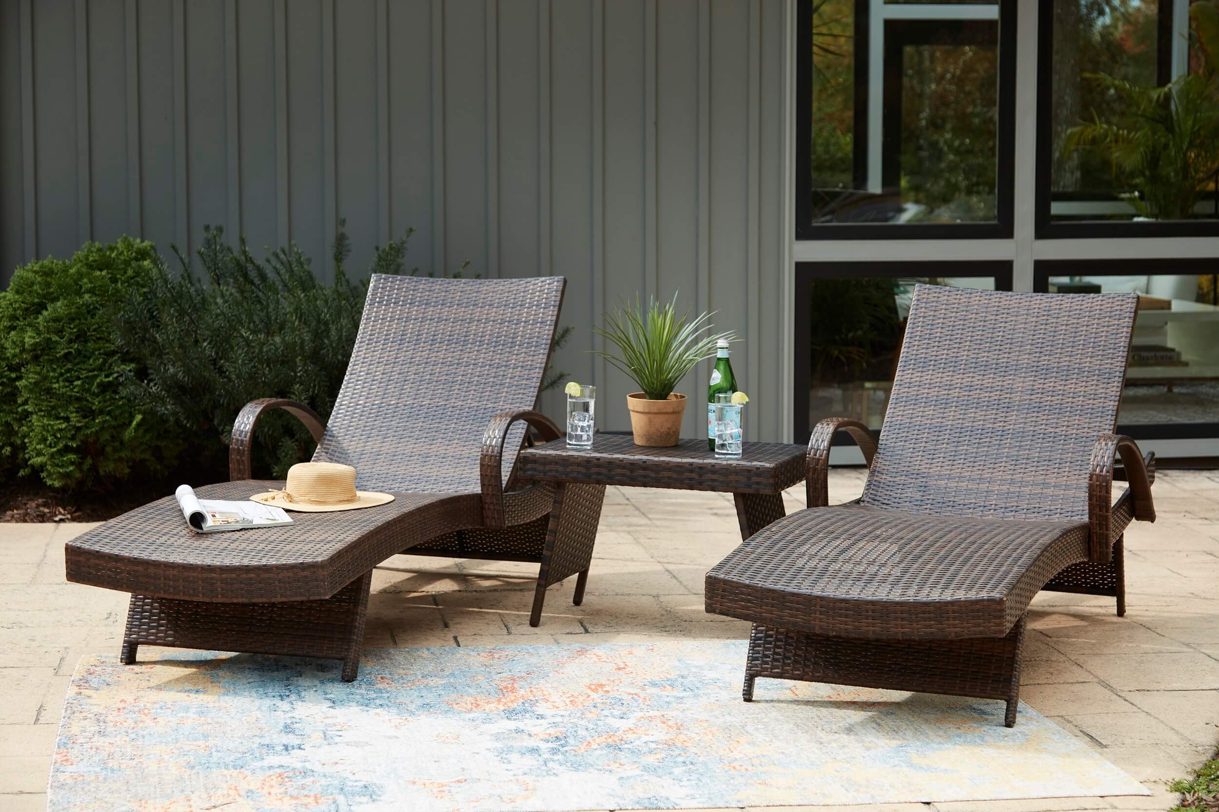 Kantana Outdoor Resin Wicker Chaise Lounge, Set of 2