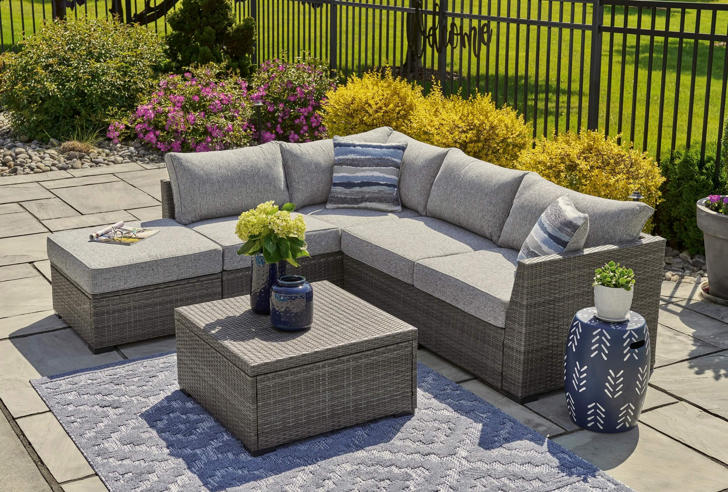 Petal Road 4-Piece Outdoor Nuvella Fabric/Resin Wicker Sectional Set