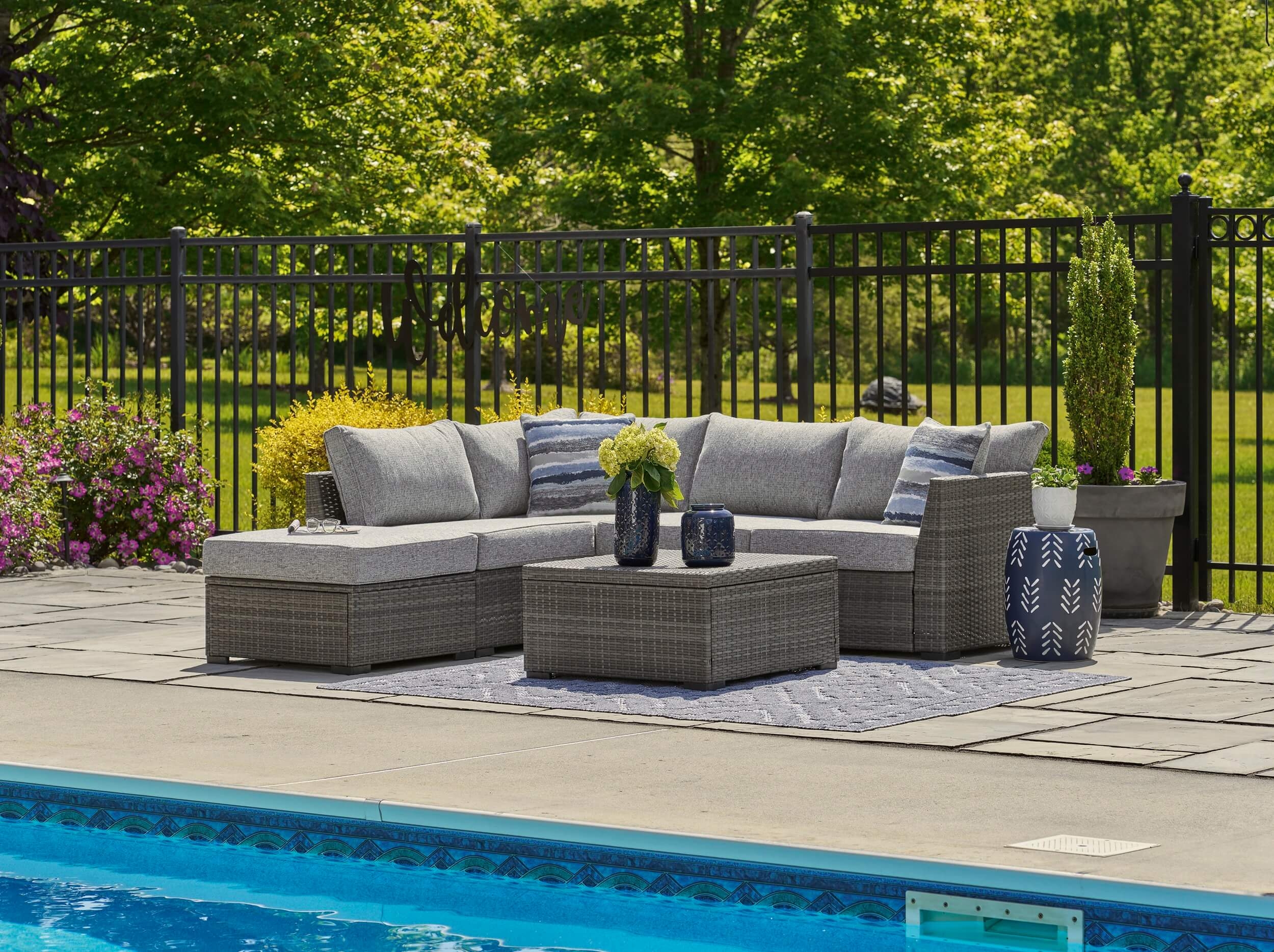 Petal Road 4-Piece Outdoor Nuvella Fabric/Resin Wicker Sectional Set