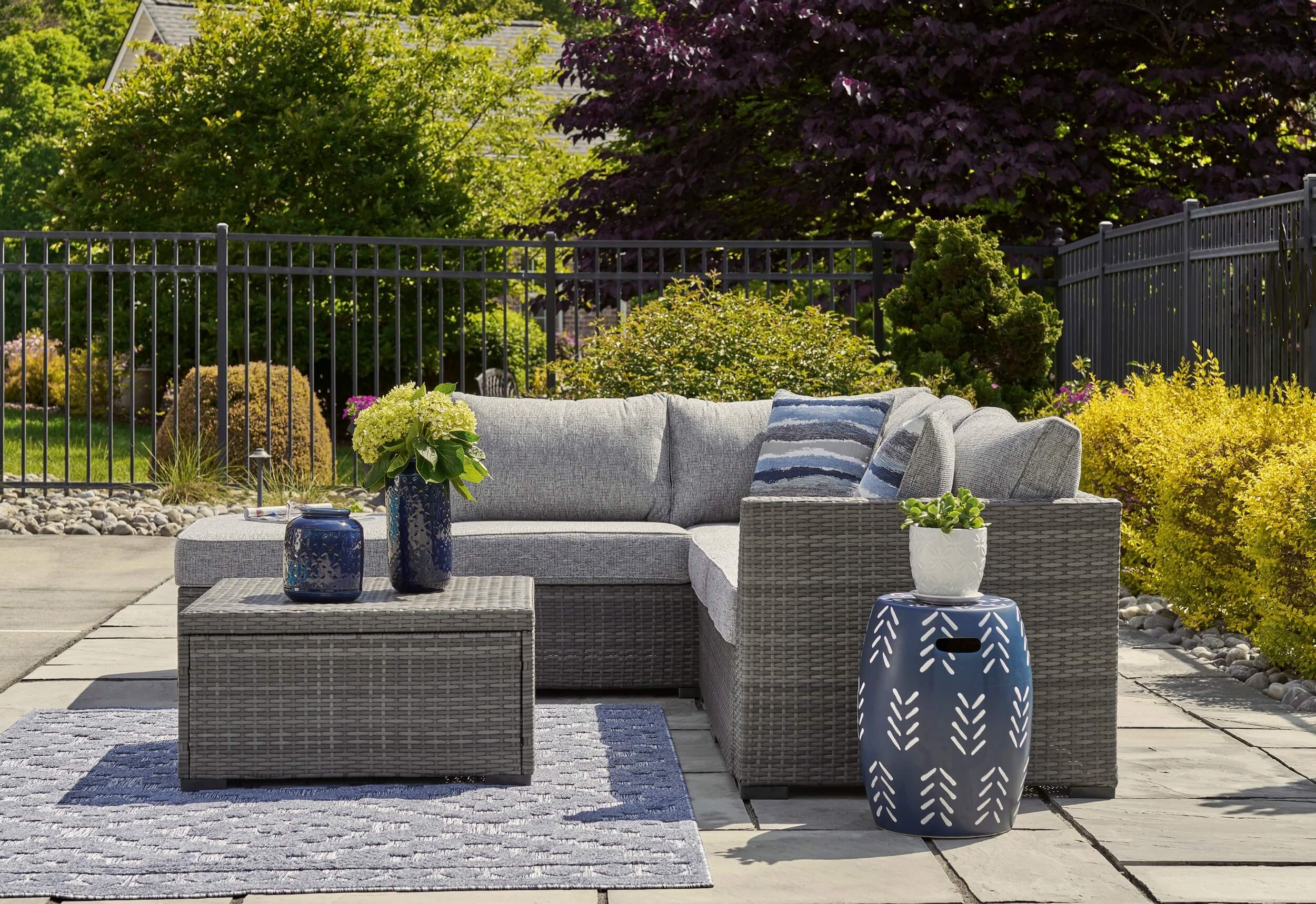 Petal Road 4-Piece Outdoor Nuvella Fabric/Resin Wicker Sectional Set