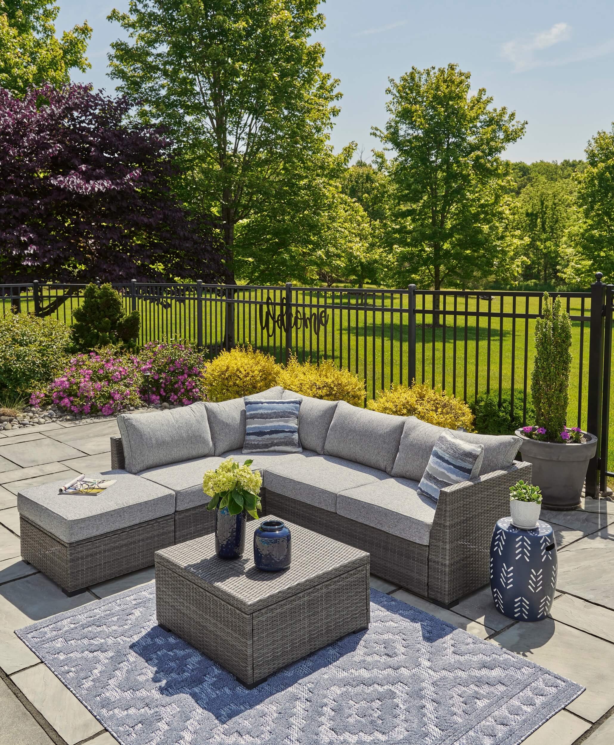Petal Road 4-Piece Outdoor Nuvella Fabric/Resin Wicker Sectional Set