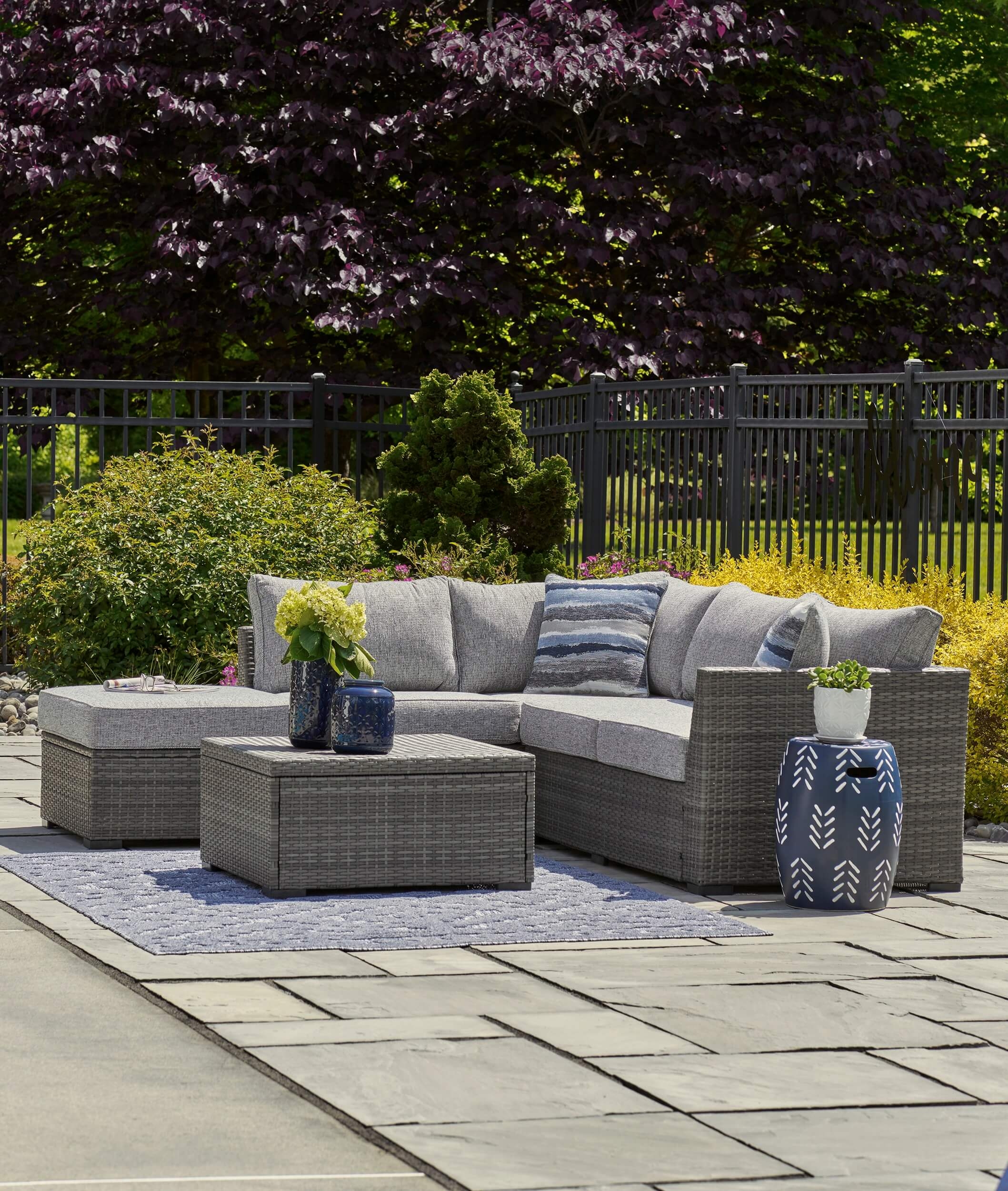 Petal Road 4-Piece Outdoor Nuvella Fabric/Resin Wicker Sectional Set