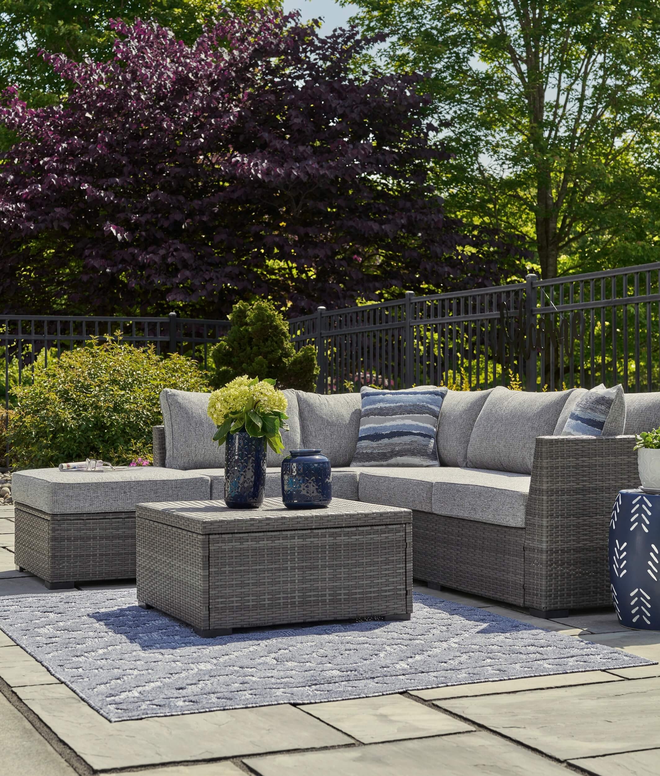 Petal Road 4-Piece Outdoor Nuvella Fabric/Resin Wicker Sectional Set