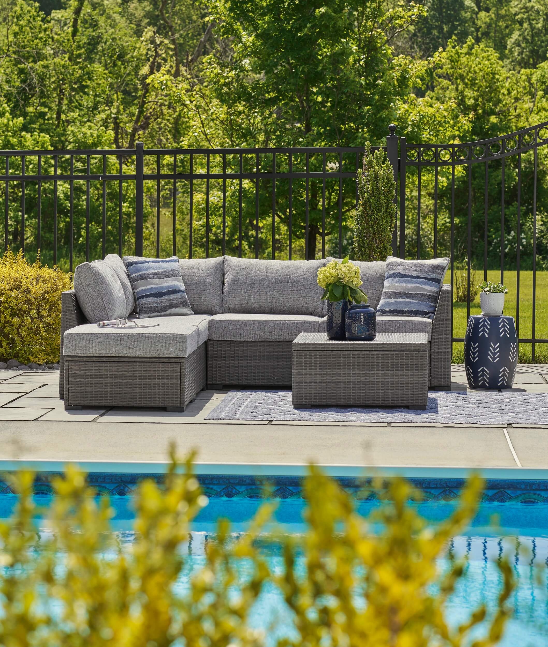 Petal Road 4-Piece Outdoor Nuvella Fabric/Resin Wicker Sectional Set