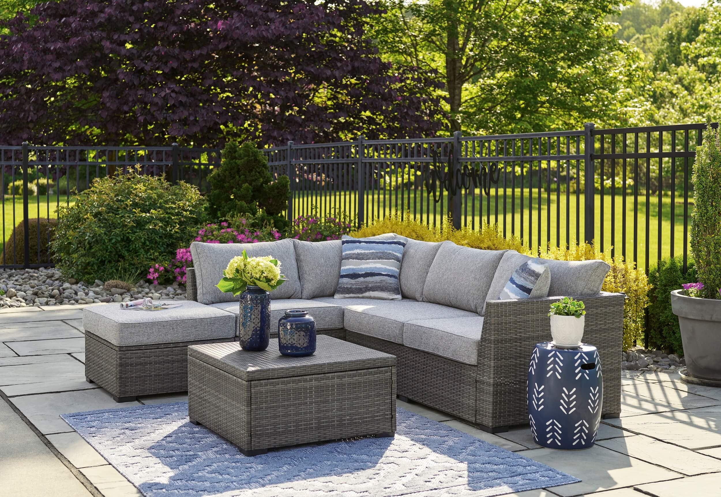 Petal Road 4-Piece Outdoor Nuvella Fabric/Resin Wicker Sectional Set