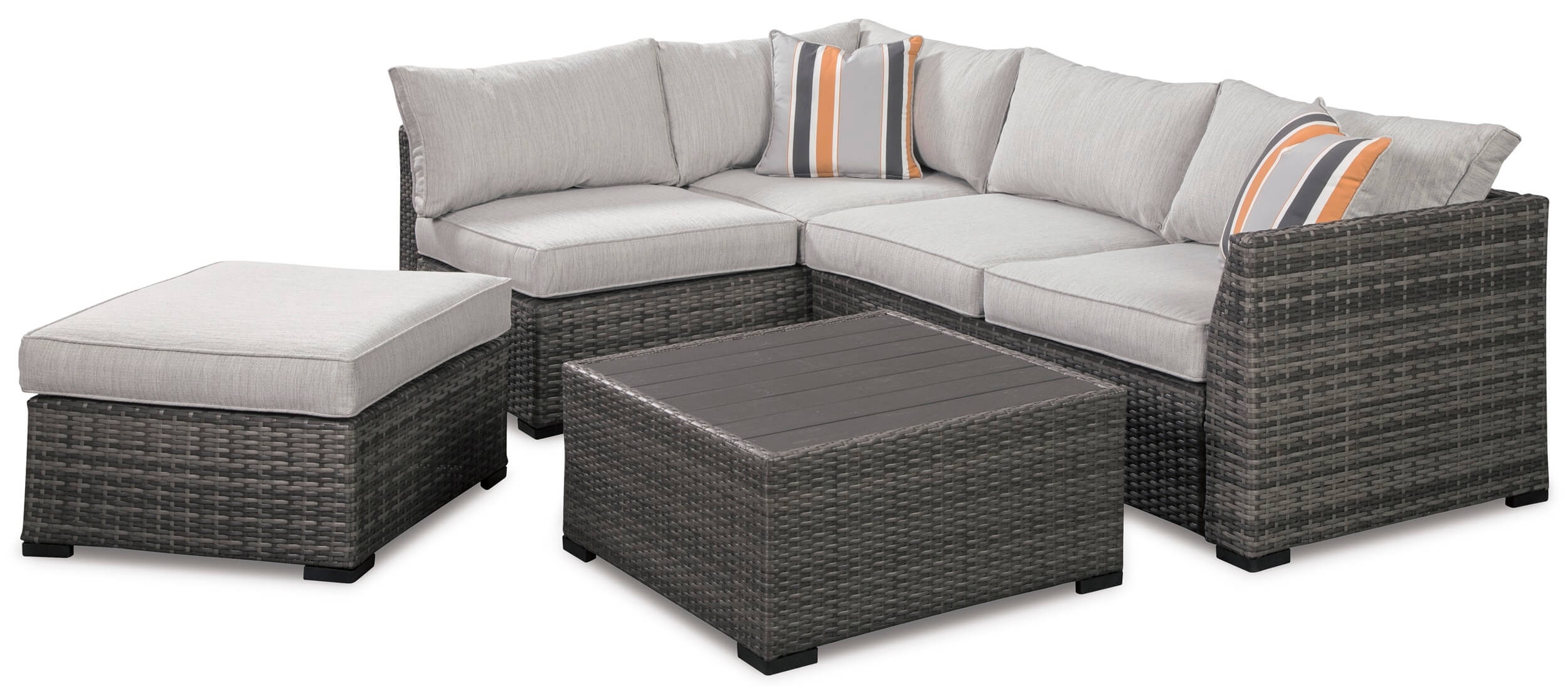 Ashley SM Cherry Point 4-Piece Nuvella Fabric Wicker Outdoor Sectional Set