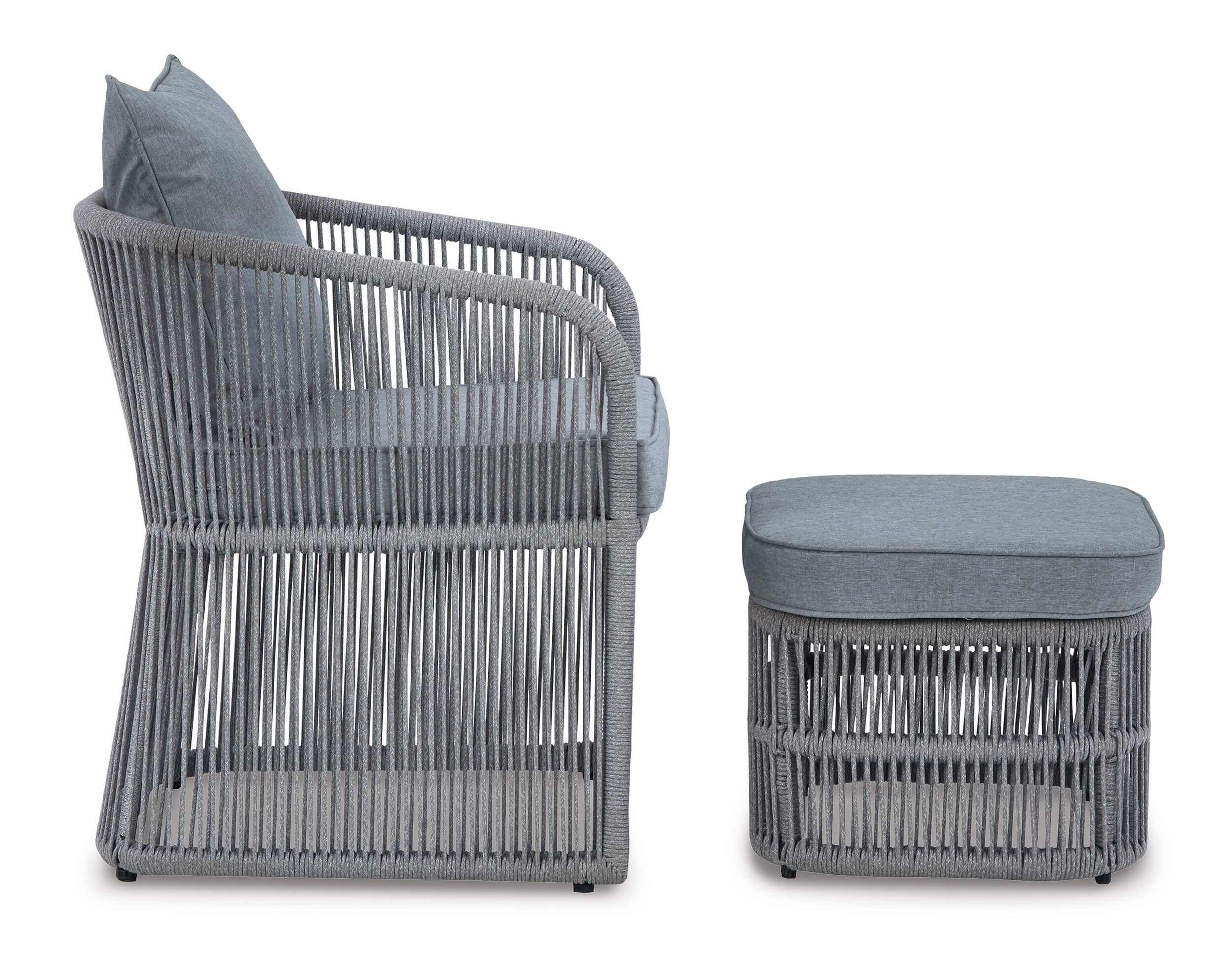 Coast Island 3-Piece Nuvella Fabric/Rope Outdoor Lounge Seating Set
