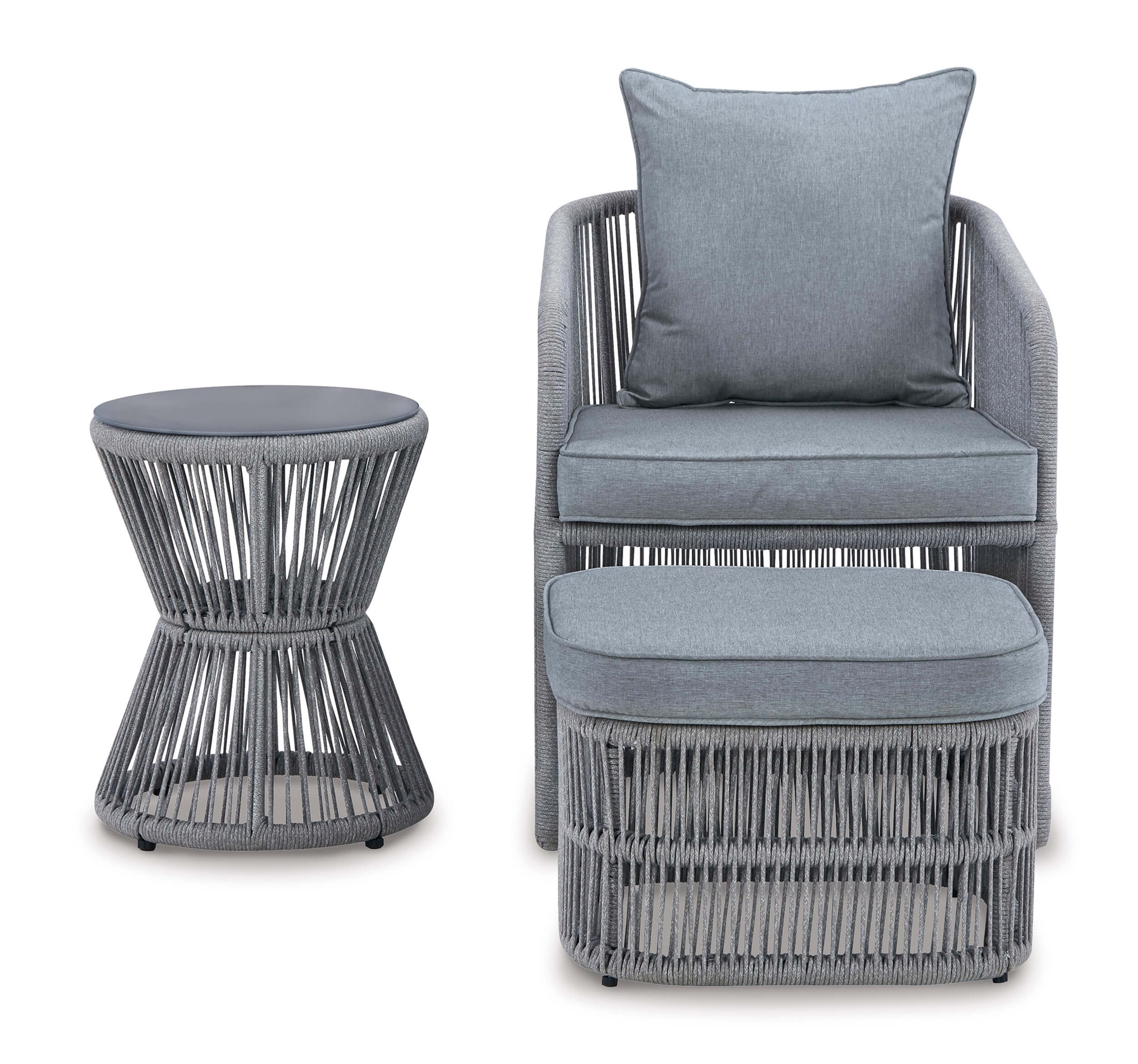 Coast Island 3-Piece Nuvella Fabric/Rope Outdoor Lounge Seating Set