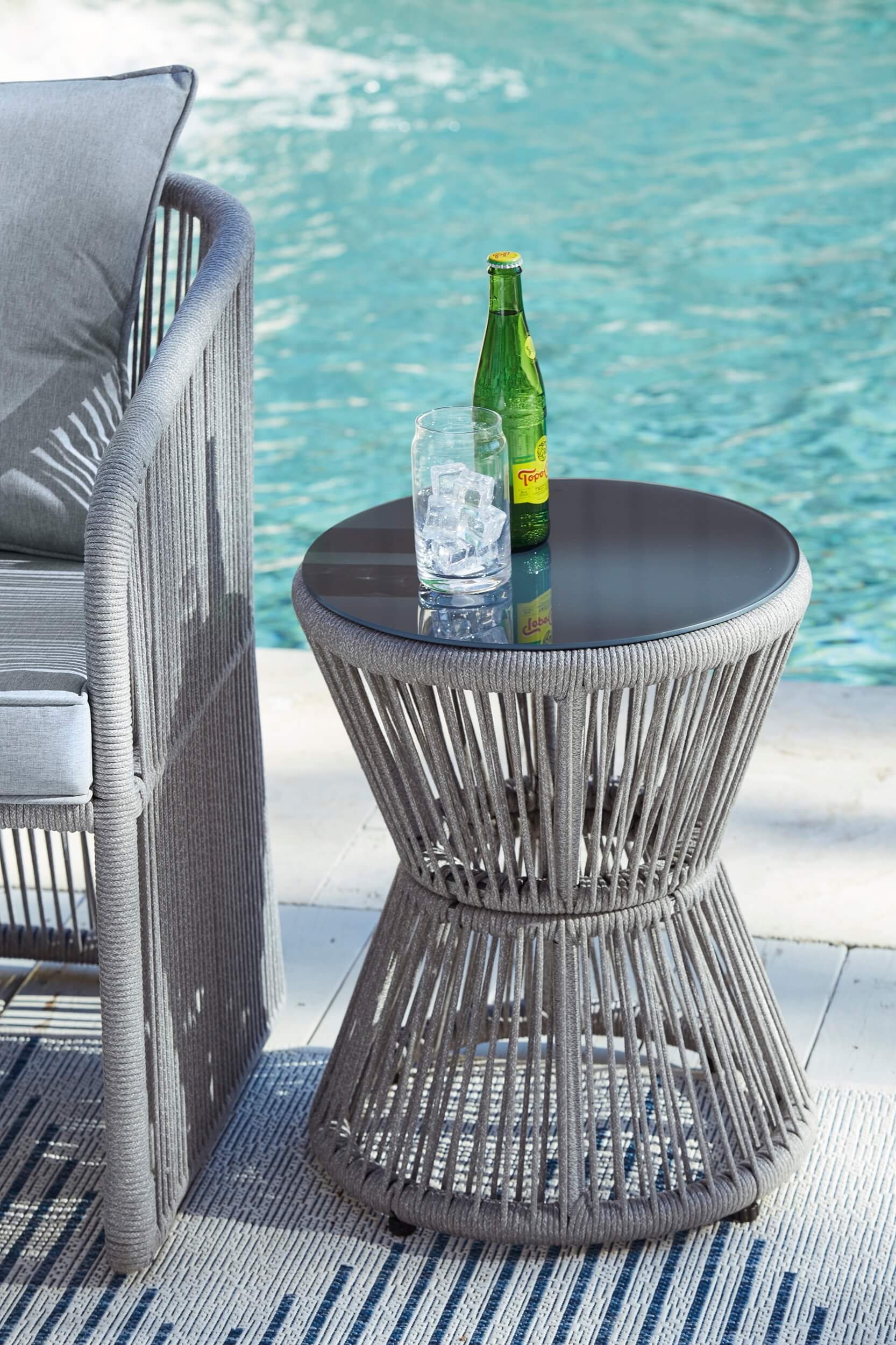 Coast Island 3-Piece Nuvella Fabric/Rope Outdoor Lounge Seating Set