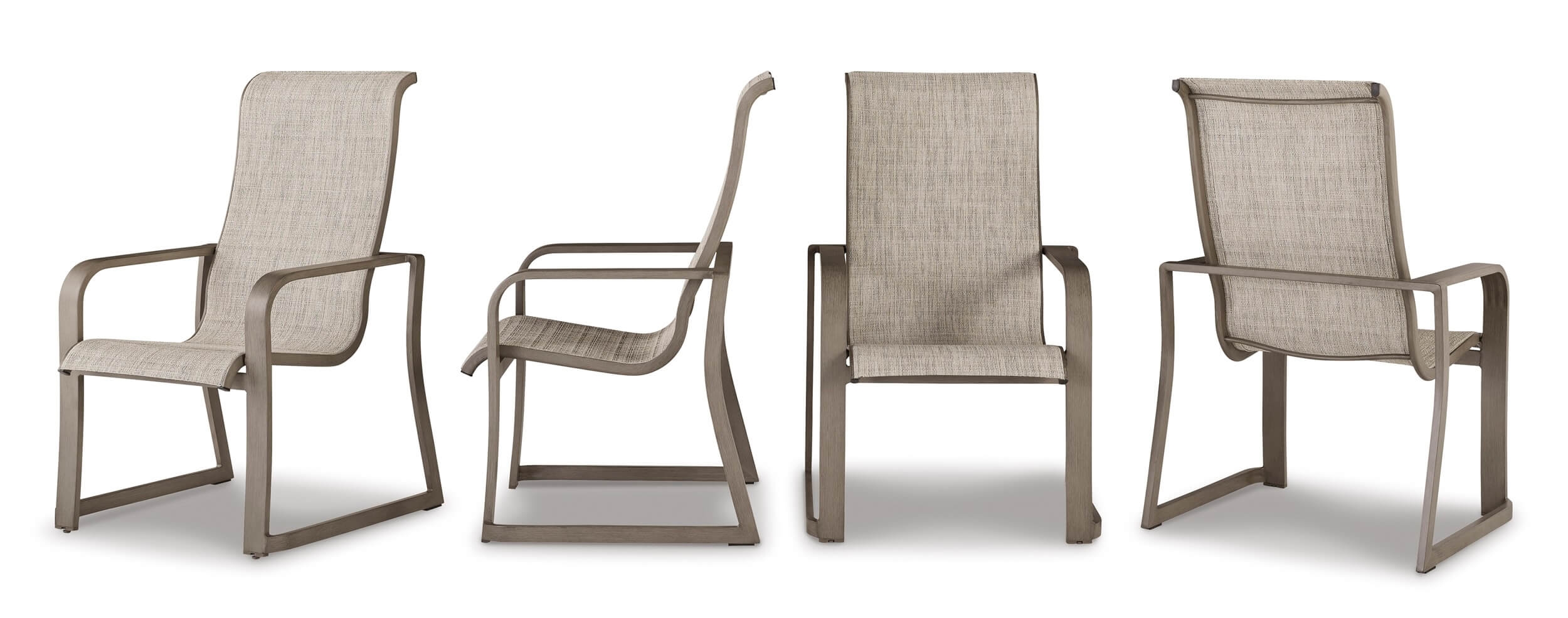 Beach Front Sling Fabric Stackable Arm Chair, Set of 4