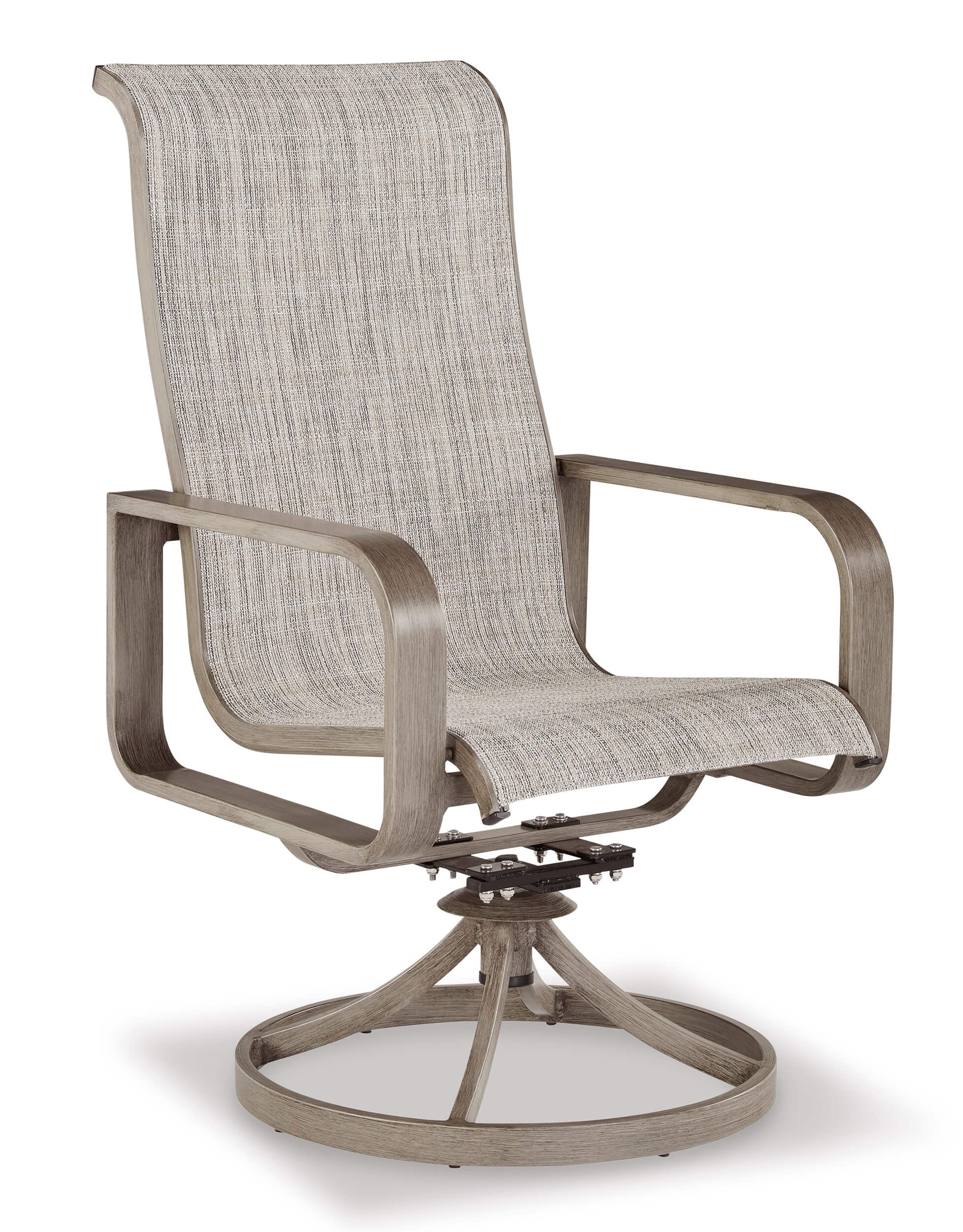 Beach Front Outdoor Sling Fabric Swivel Arm Chair, Set of 2