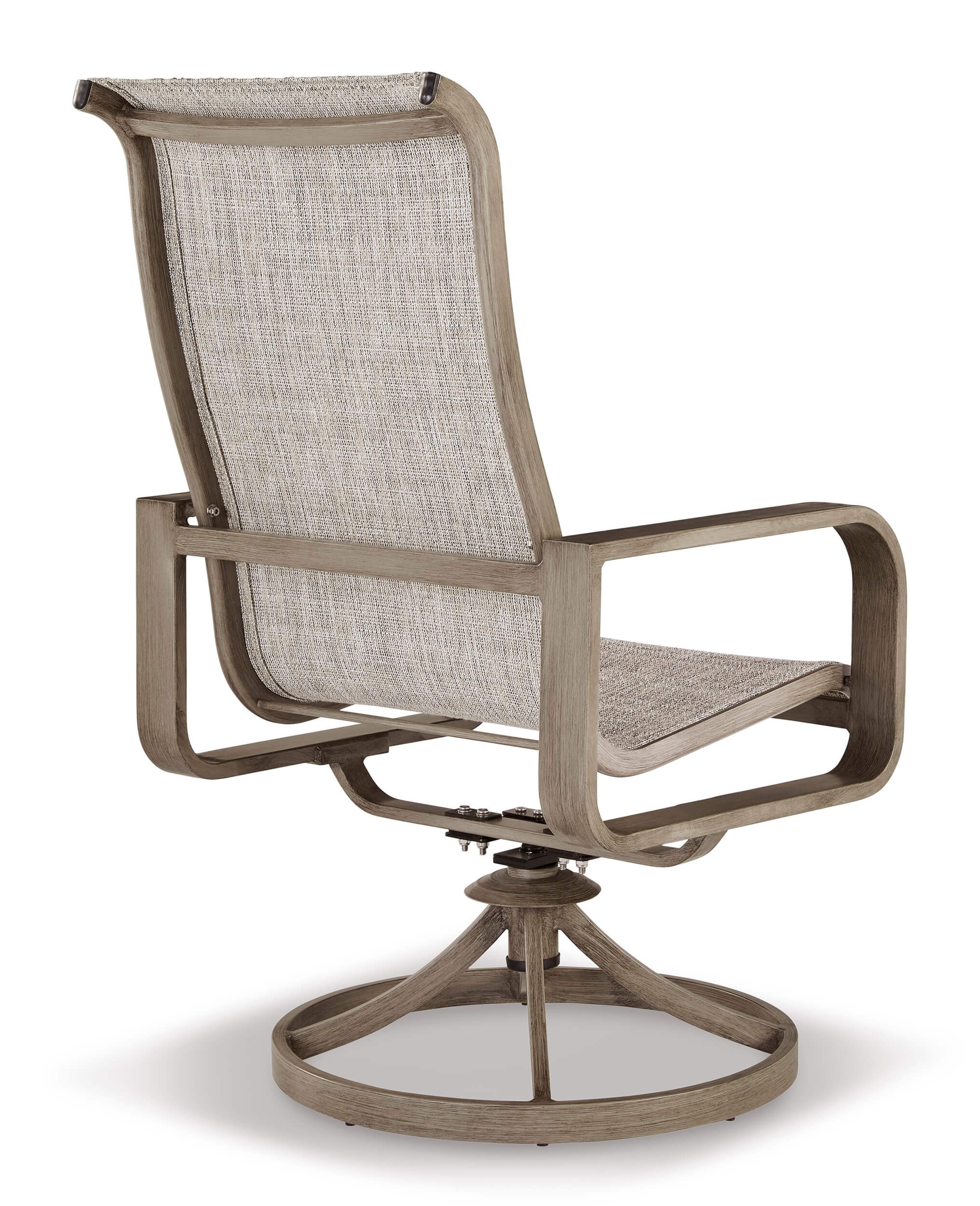 Beach Front Outdoor Sling Fabric Swivel Arm Chair, Set of 2
