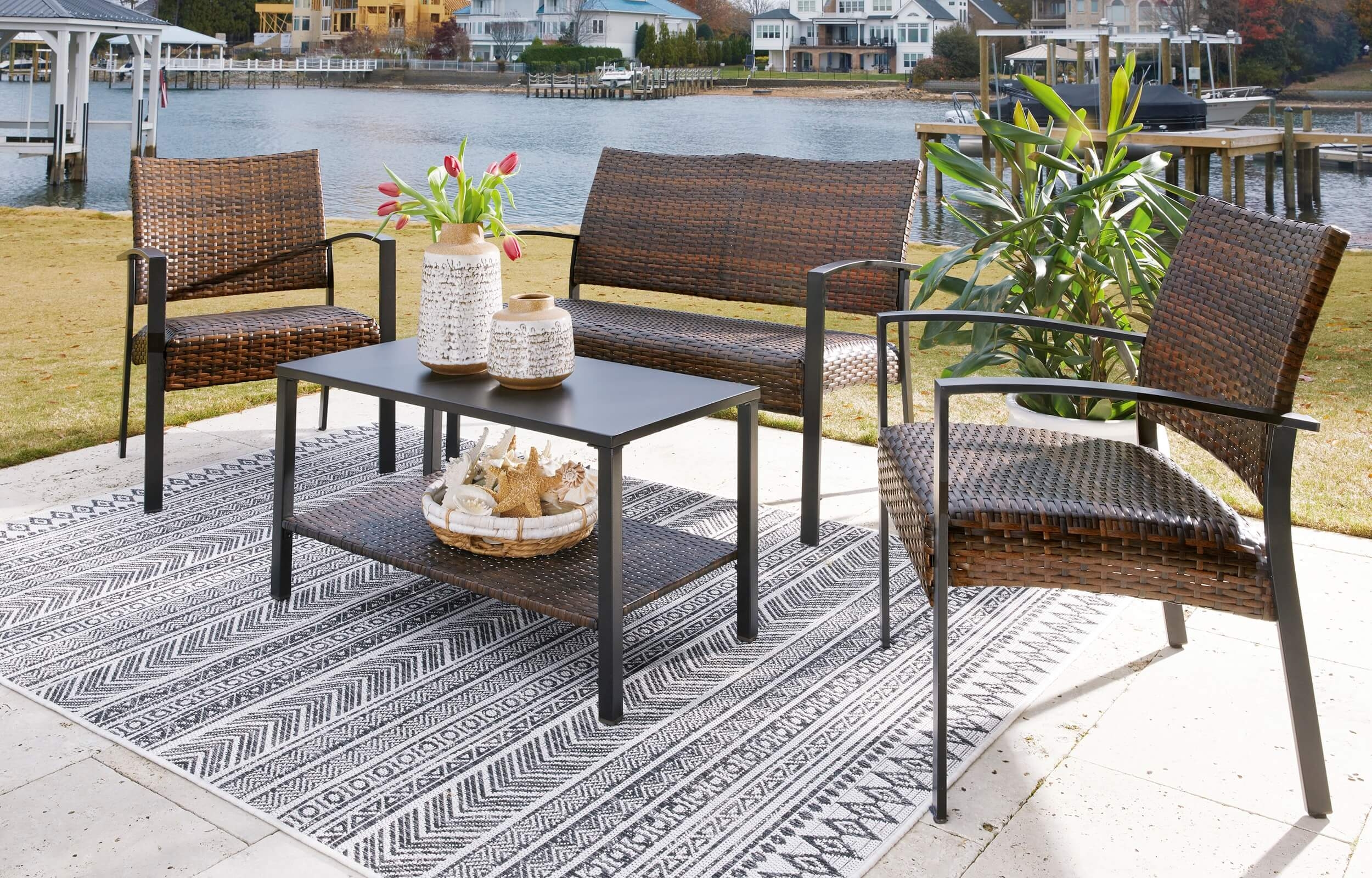 Zariyah 4-Piece Outdoor Resin Wicker Seating Set