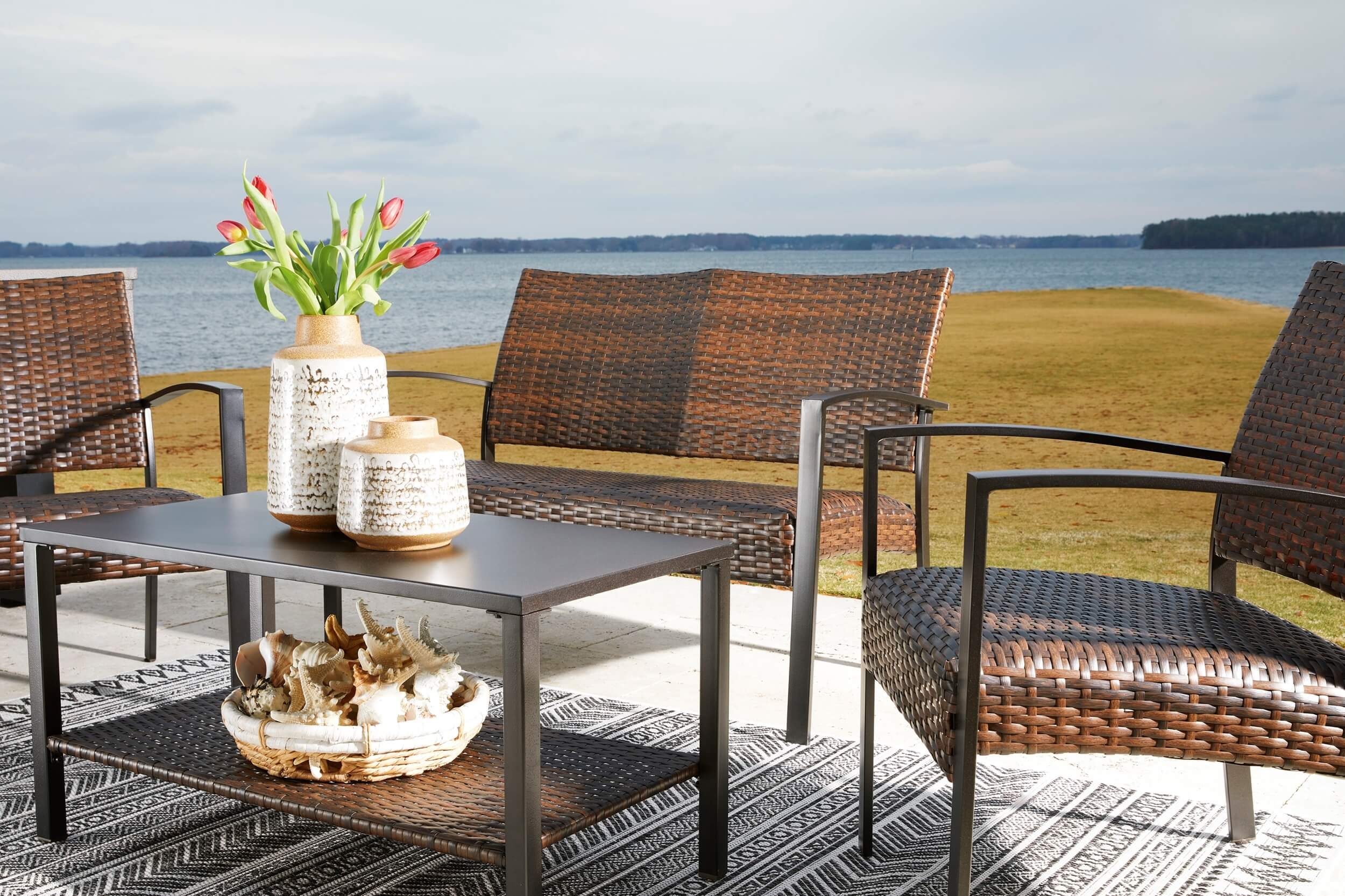 Zariyah 4-Piece Outdoor Resin Wicker Seating Set