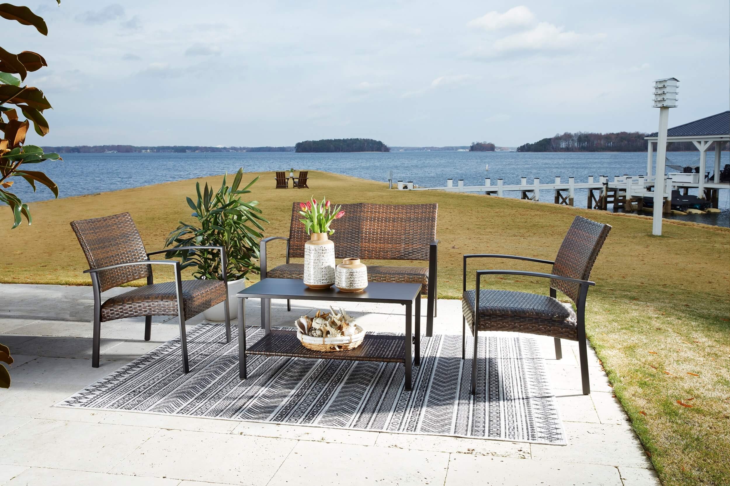 Zariyah 4-Piece Outdoor Resin Wicker Seating Set