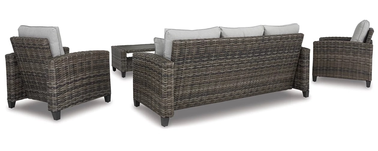 Ashley SM Cloverbrooke 4-Piece Nuvella Fabric Wicker Outdoor Set