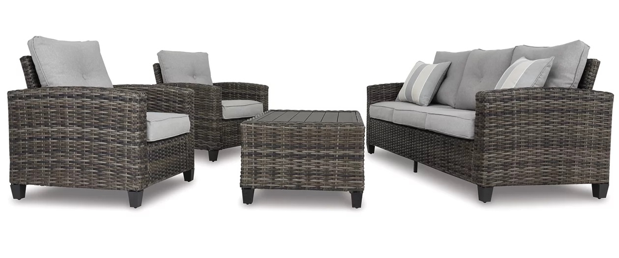 Ashley SM Cloverbrooke 4-Piece Nuvella Fabric Wicker Outdoor Set