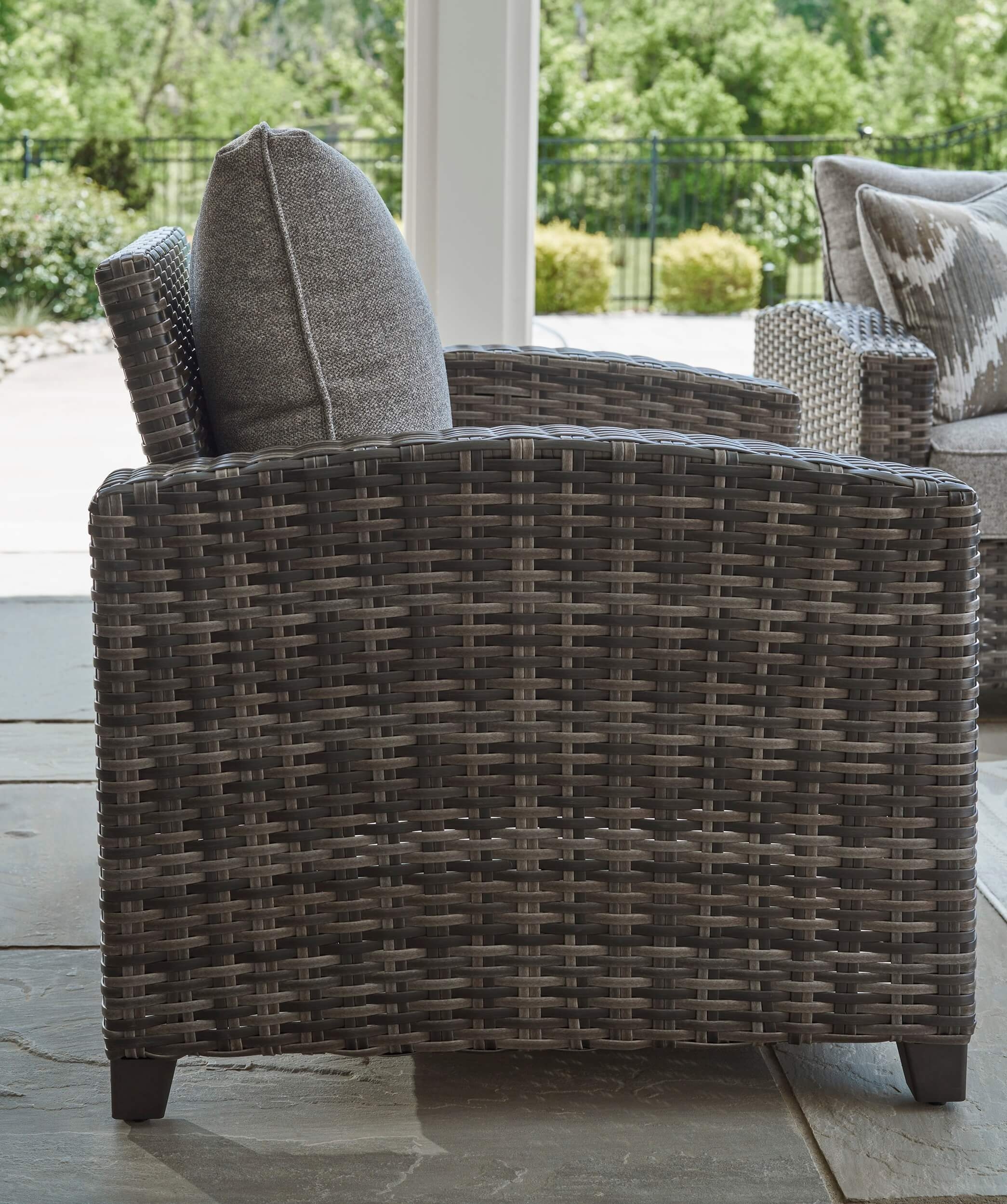 Oasis Court 4-Piece Outdoor Nuvella Fabric/Resin Wicker Seating Set