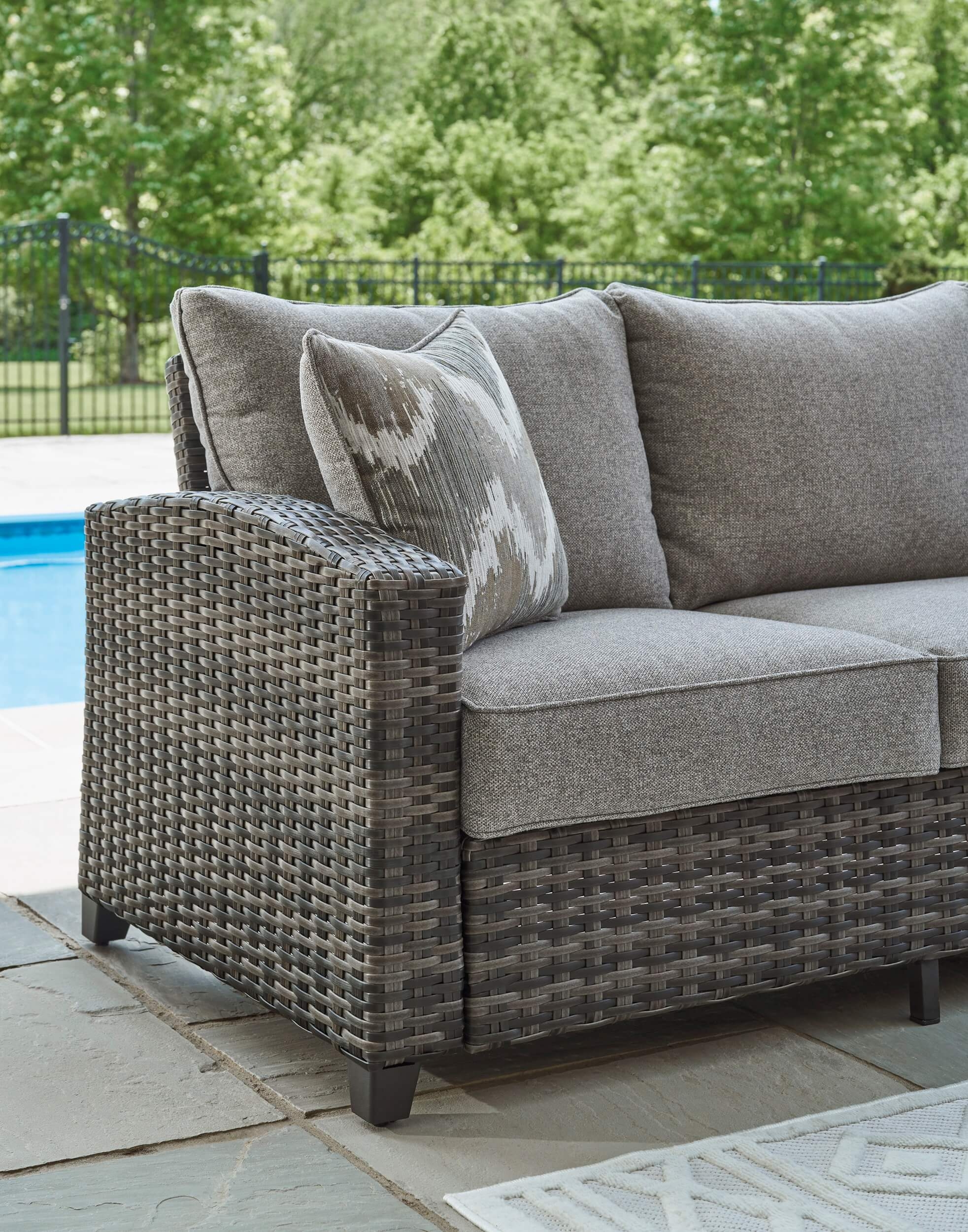 Oasis Court 4-Piece Outdoor Nuvella Fabric/Resin Wicker Seating Set