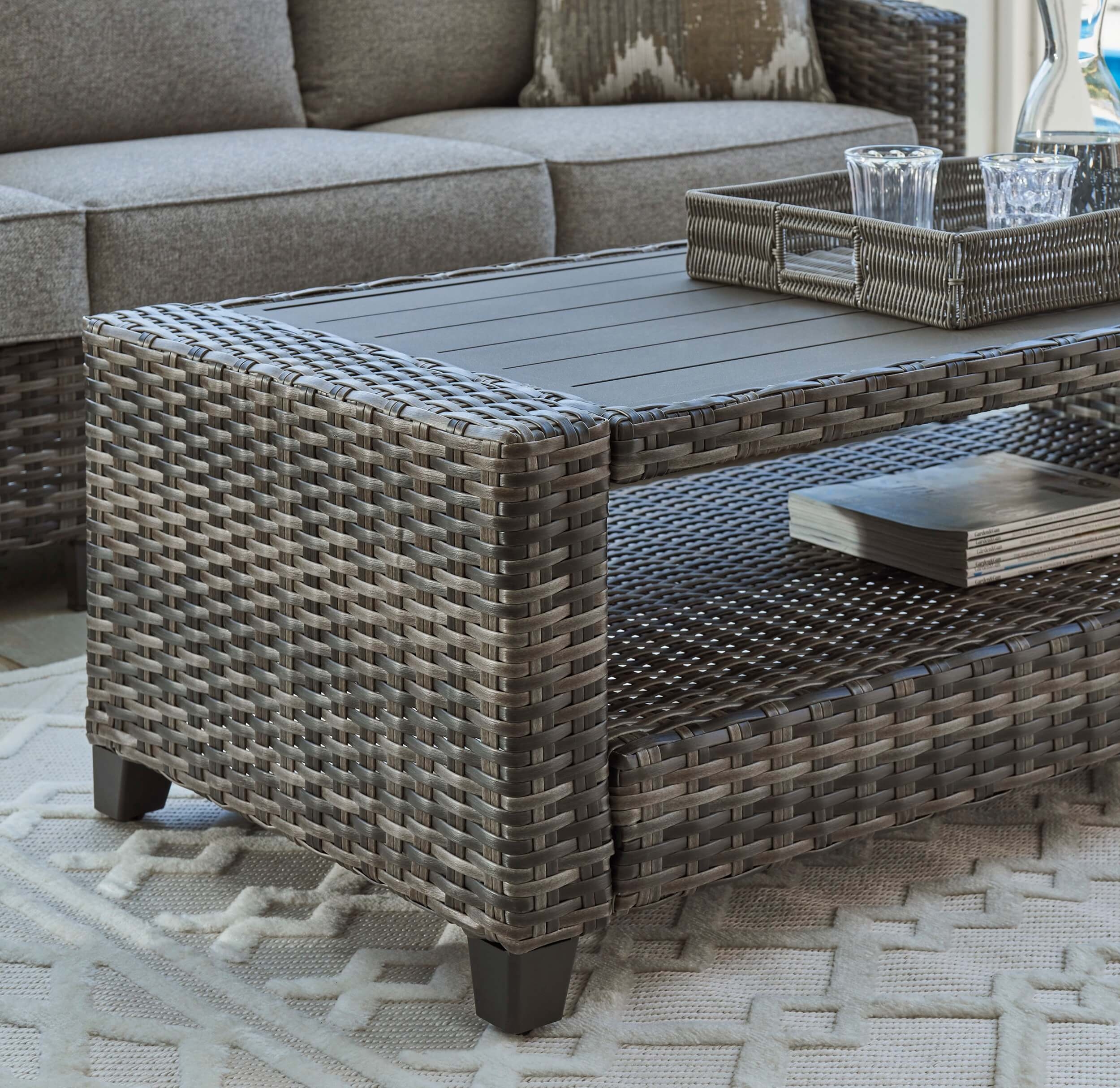 Oasis Court 4-Piece Outdoor Nuvella Fabric/Resin Wicker Seating Set