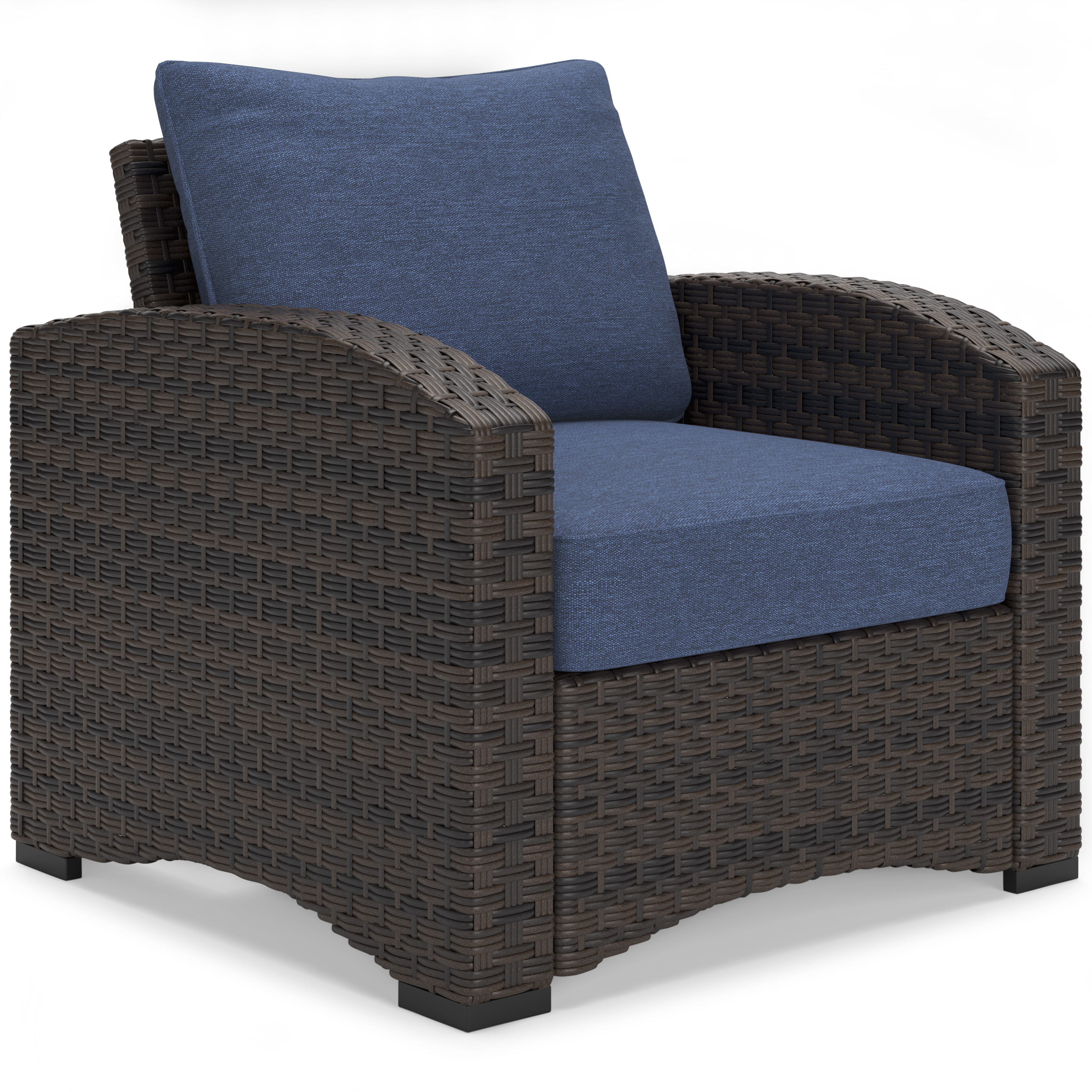 Windglow Outdoor Nuvella Fabric/Resin Wicker Lounge Chair, Blue/Brown