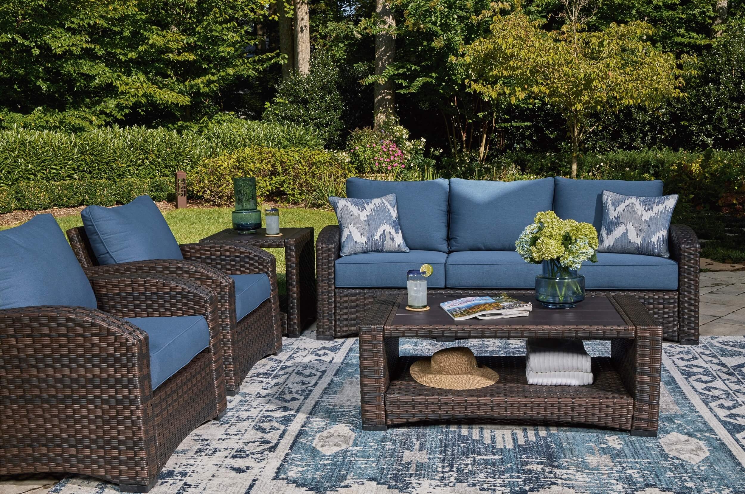 Windglow Outdoor Nuvella Fabric/Resin Wicker Patio Set