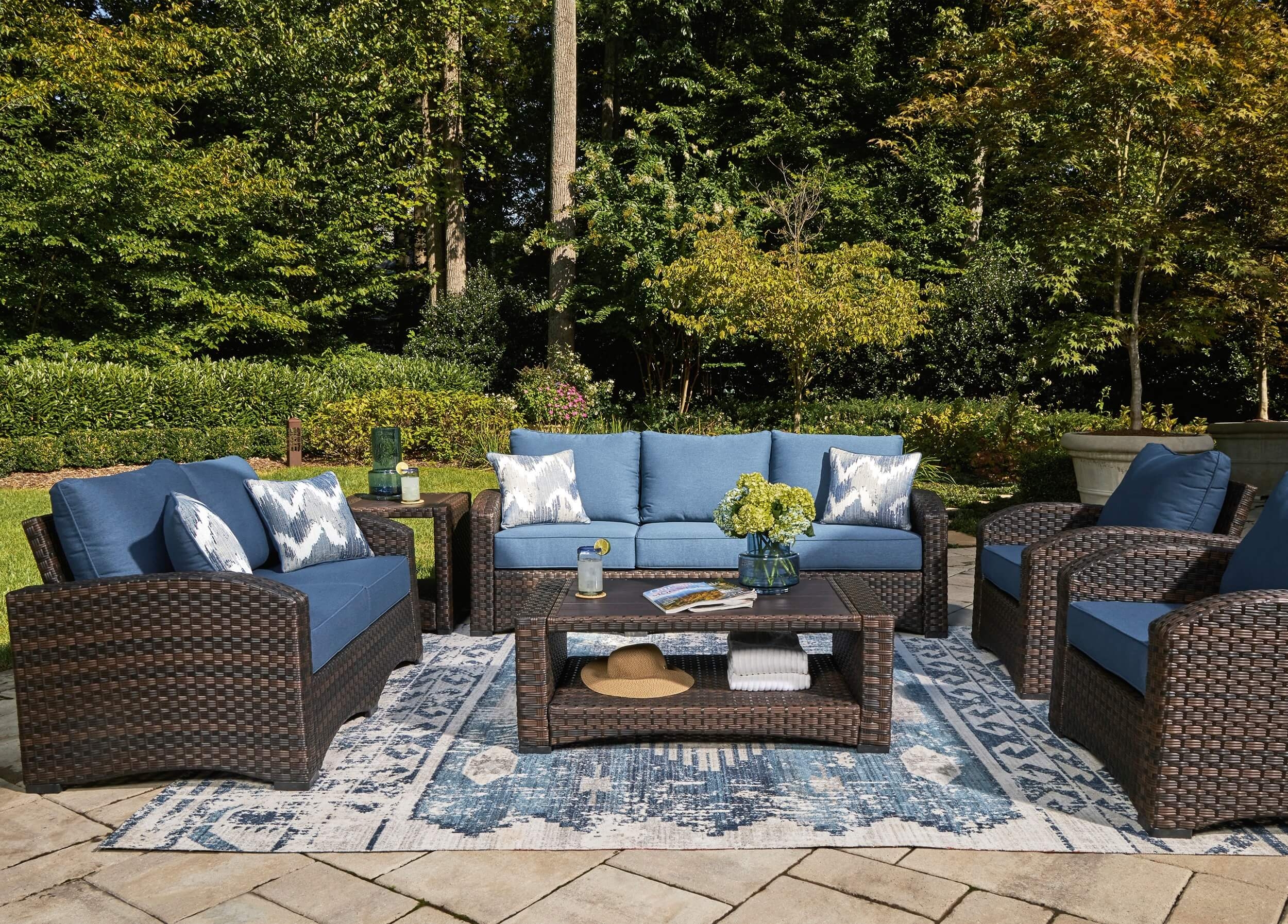 Windglow Outdoor Nuvella Fabric/Resin Wicker Patio Set