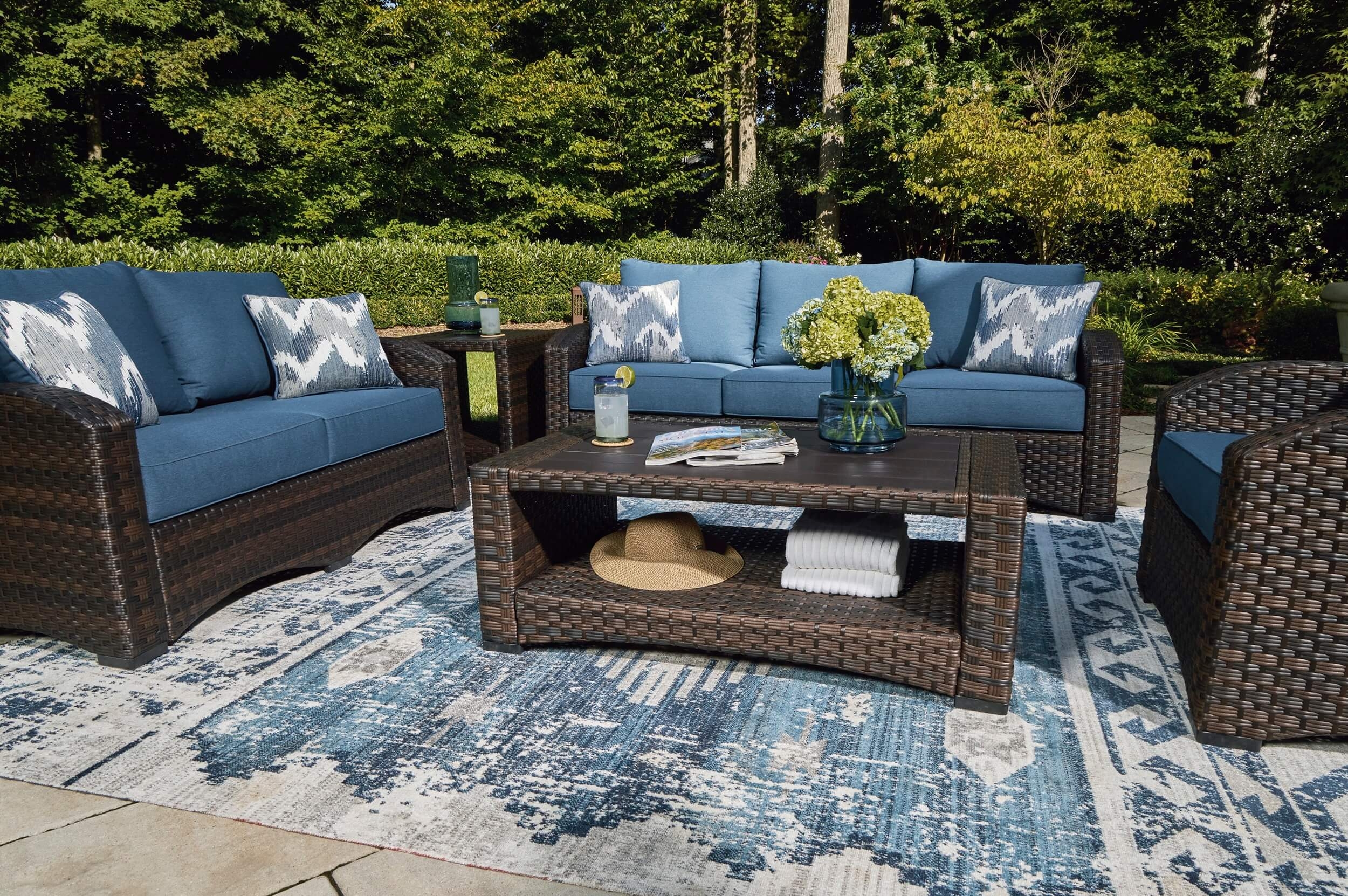 Windglow Outdoor Nuvella Fabric/Resin Wicker Patio Set