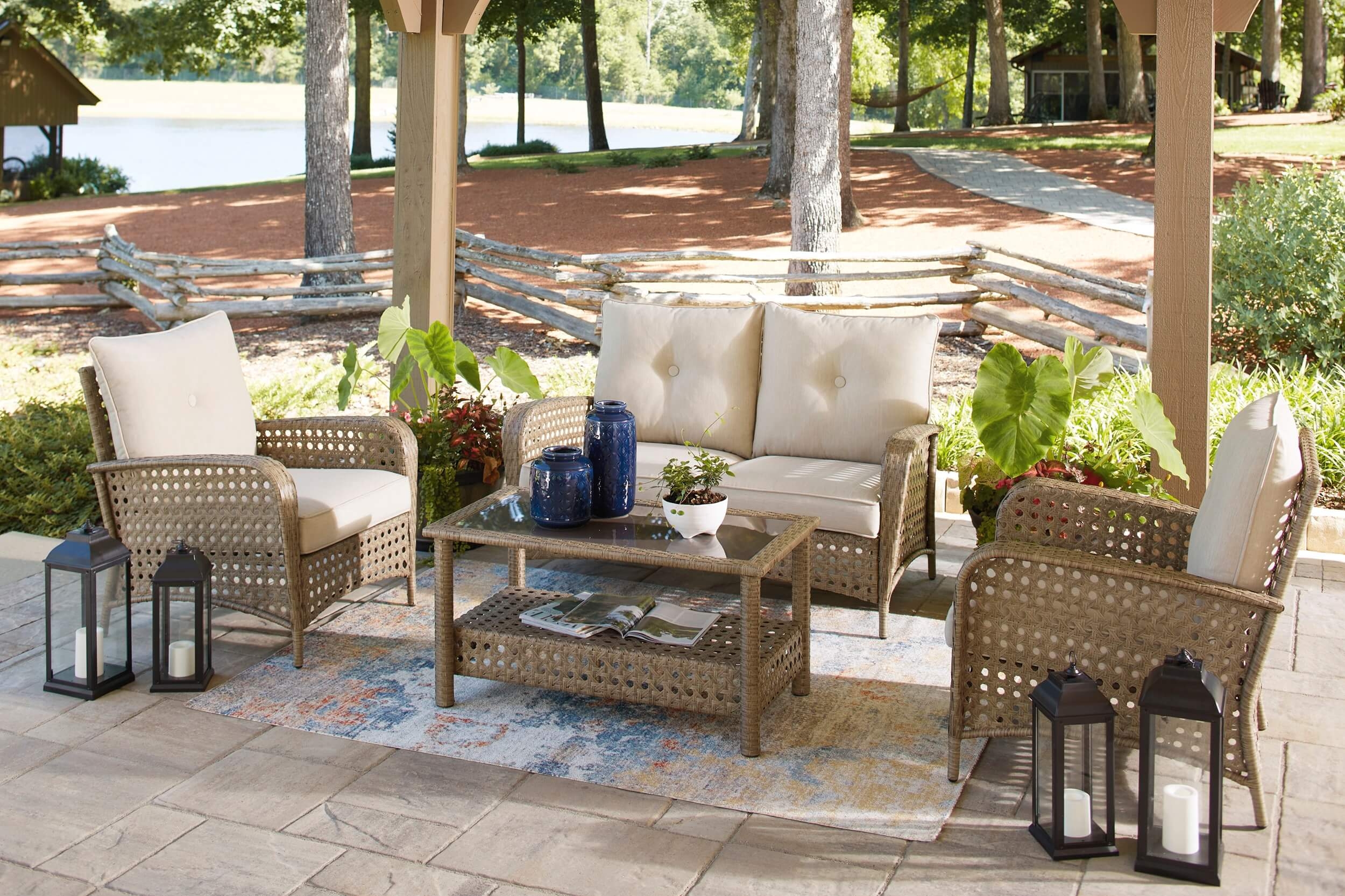 Braylee Outdoor Nuvella Fabric/Resin Wicker Patio Set