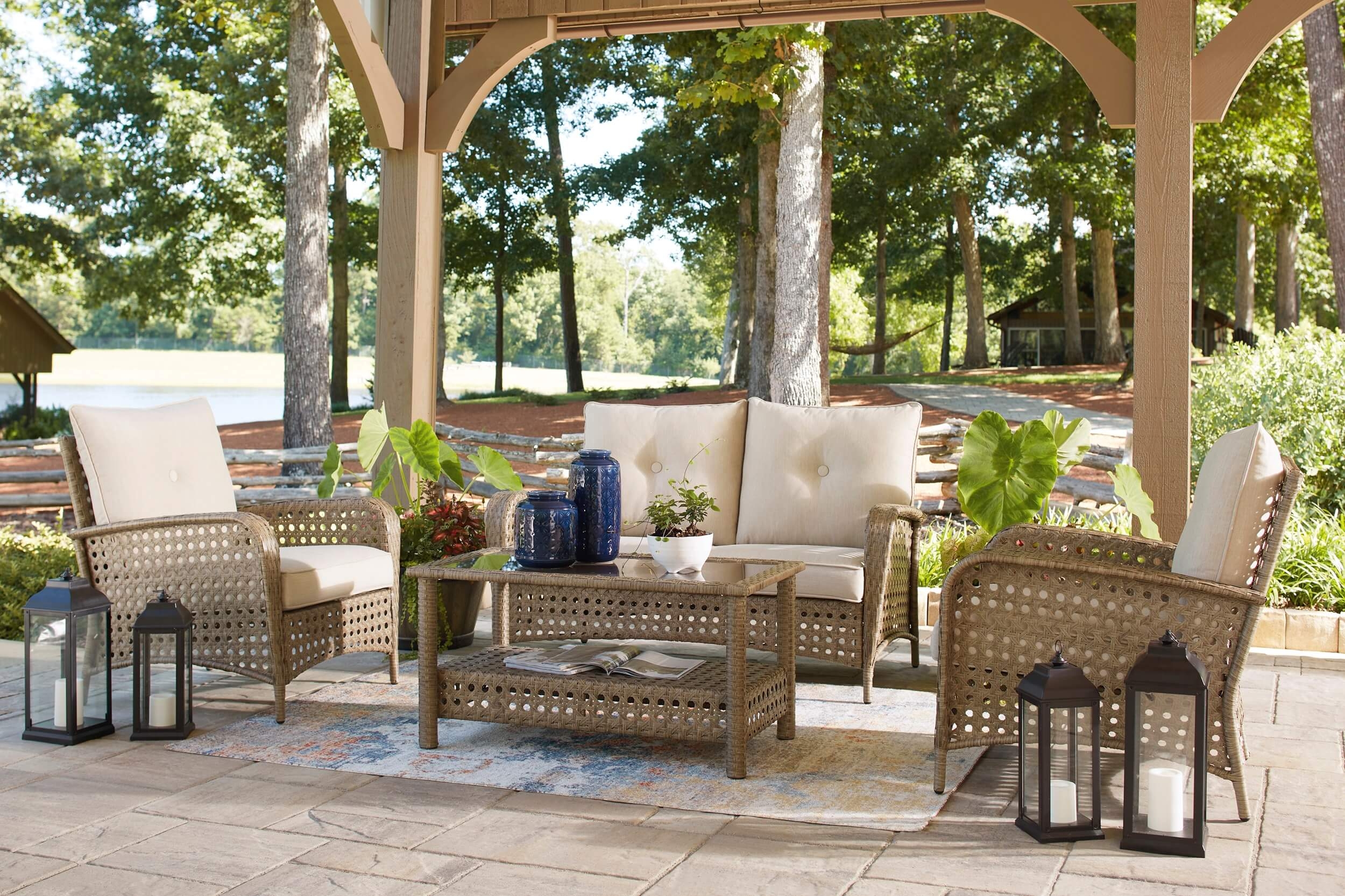 Braylee Outdoor Nuvella Fabric/Resin Wicker Patio Set