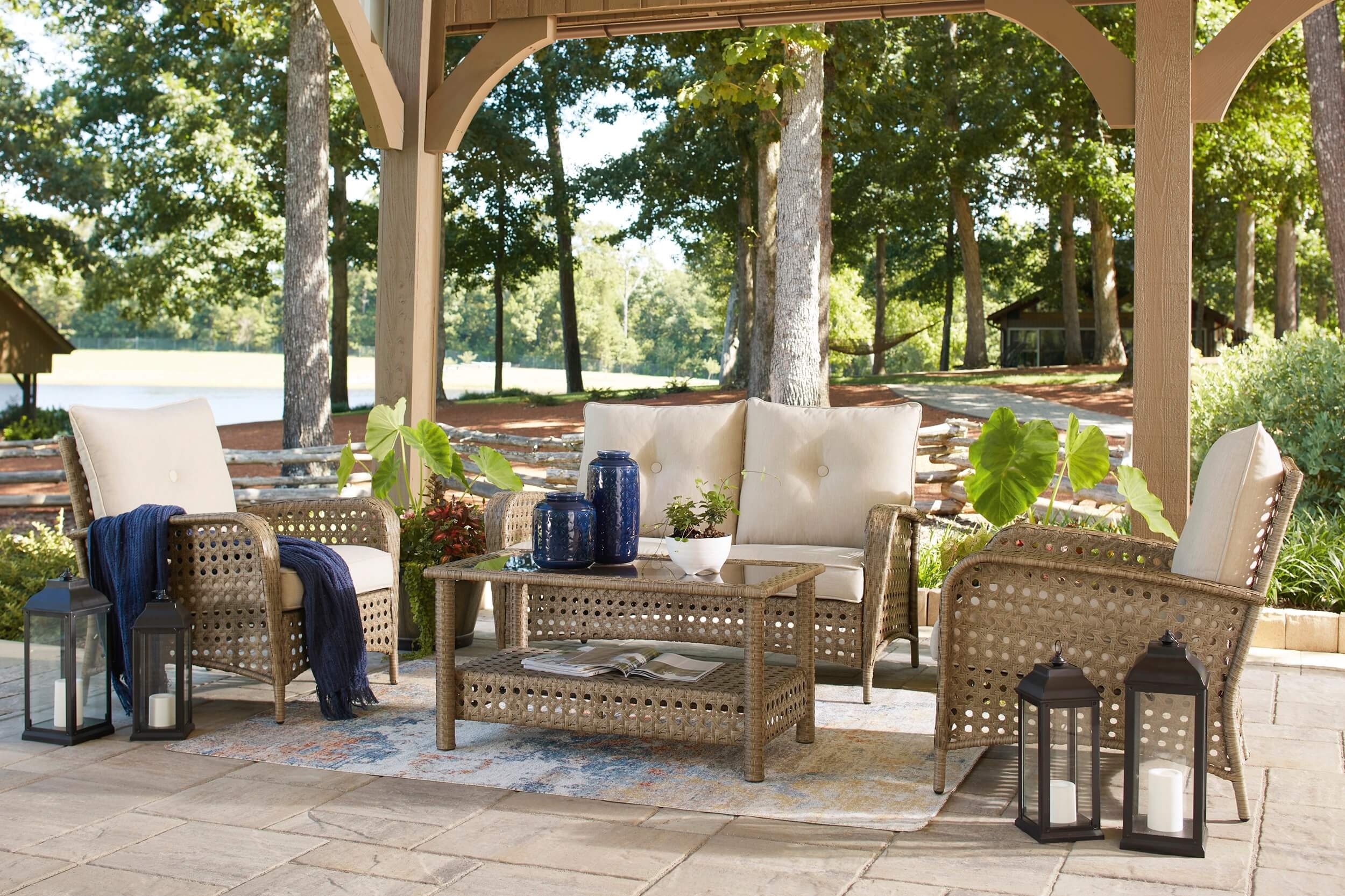 Braylee Outdoor Nuvella Fabric/Resin Wicker Patio Set