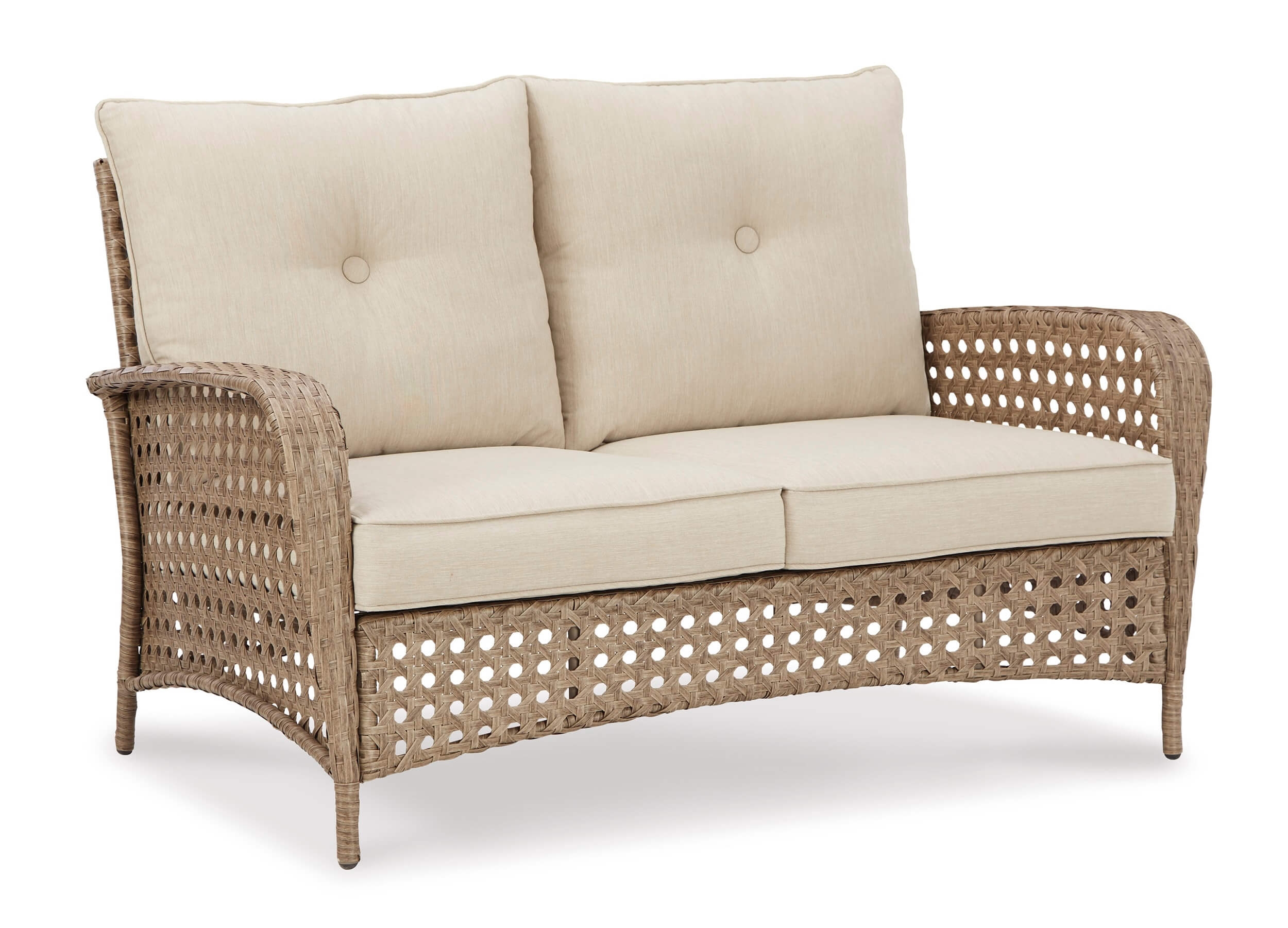 Braylee Outdoor Nuvella Fabric/Resin Wicker Loveseat w/Table