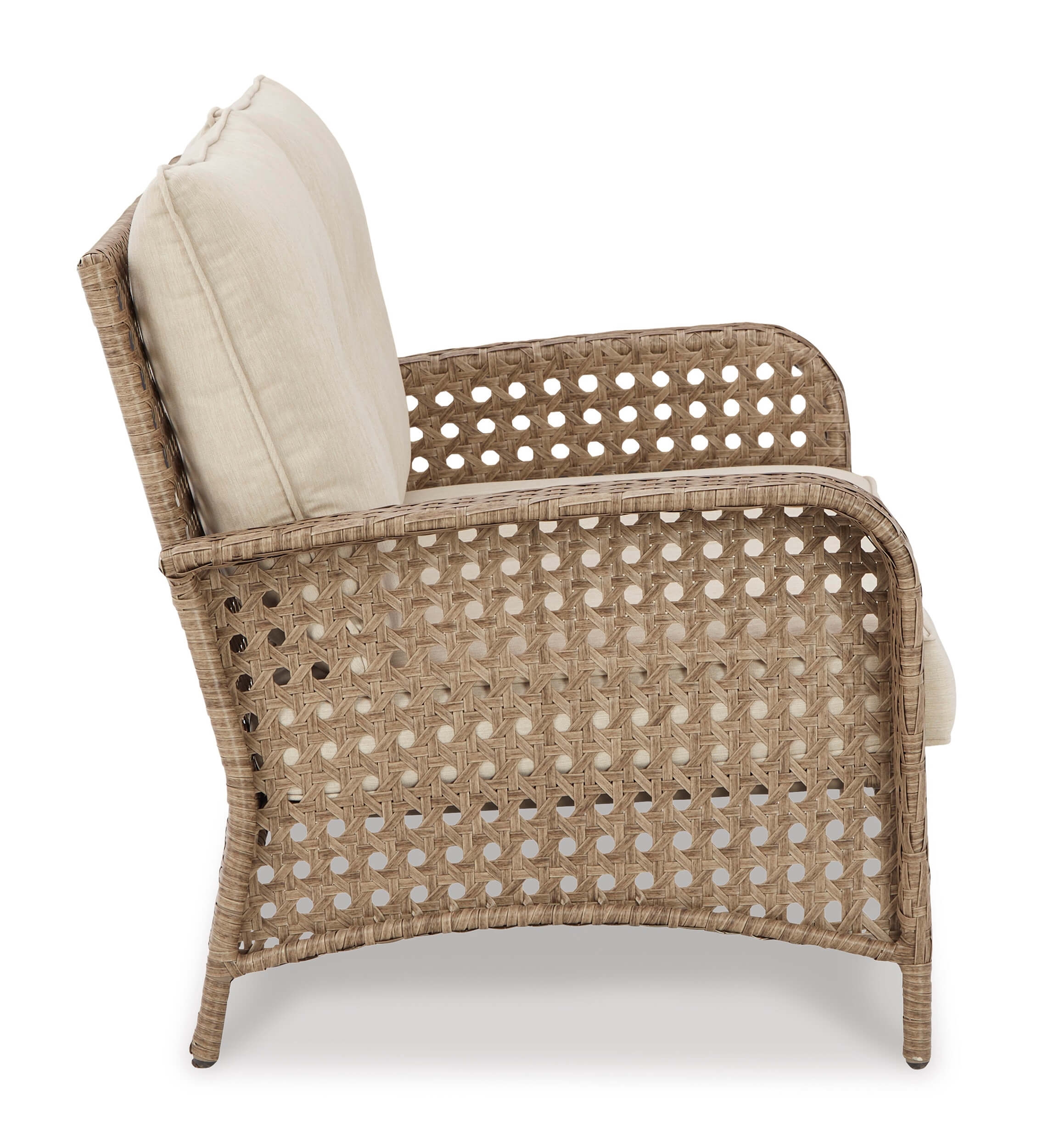Braylee Outdoor Nuvella Fabric/Resin Wicker Loveseat w/Table