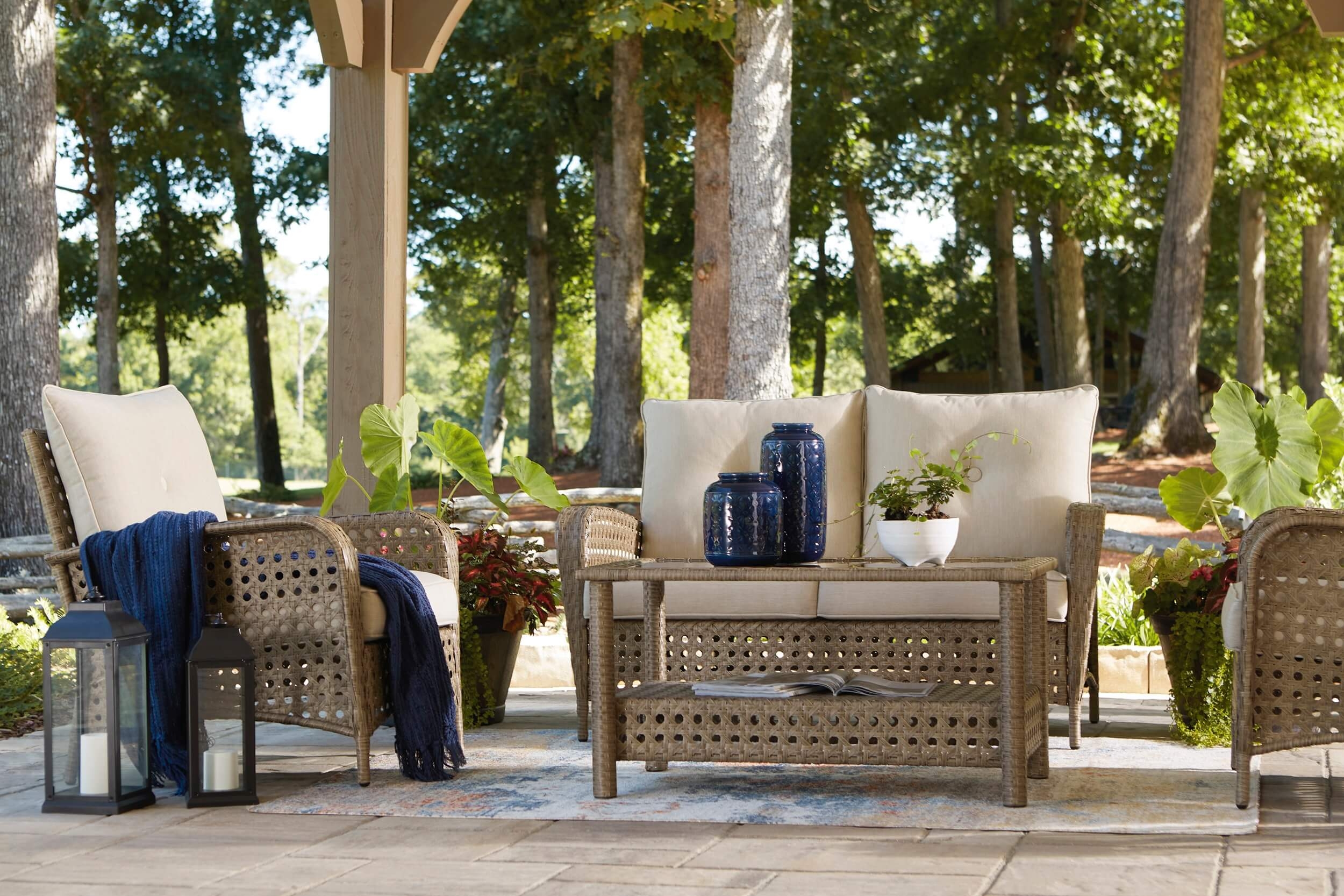 Braylee Outdoor Nuvella Fabric/Resin Wicker Patio Set