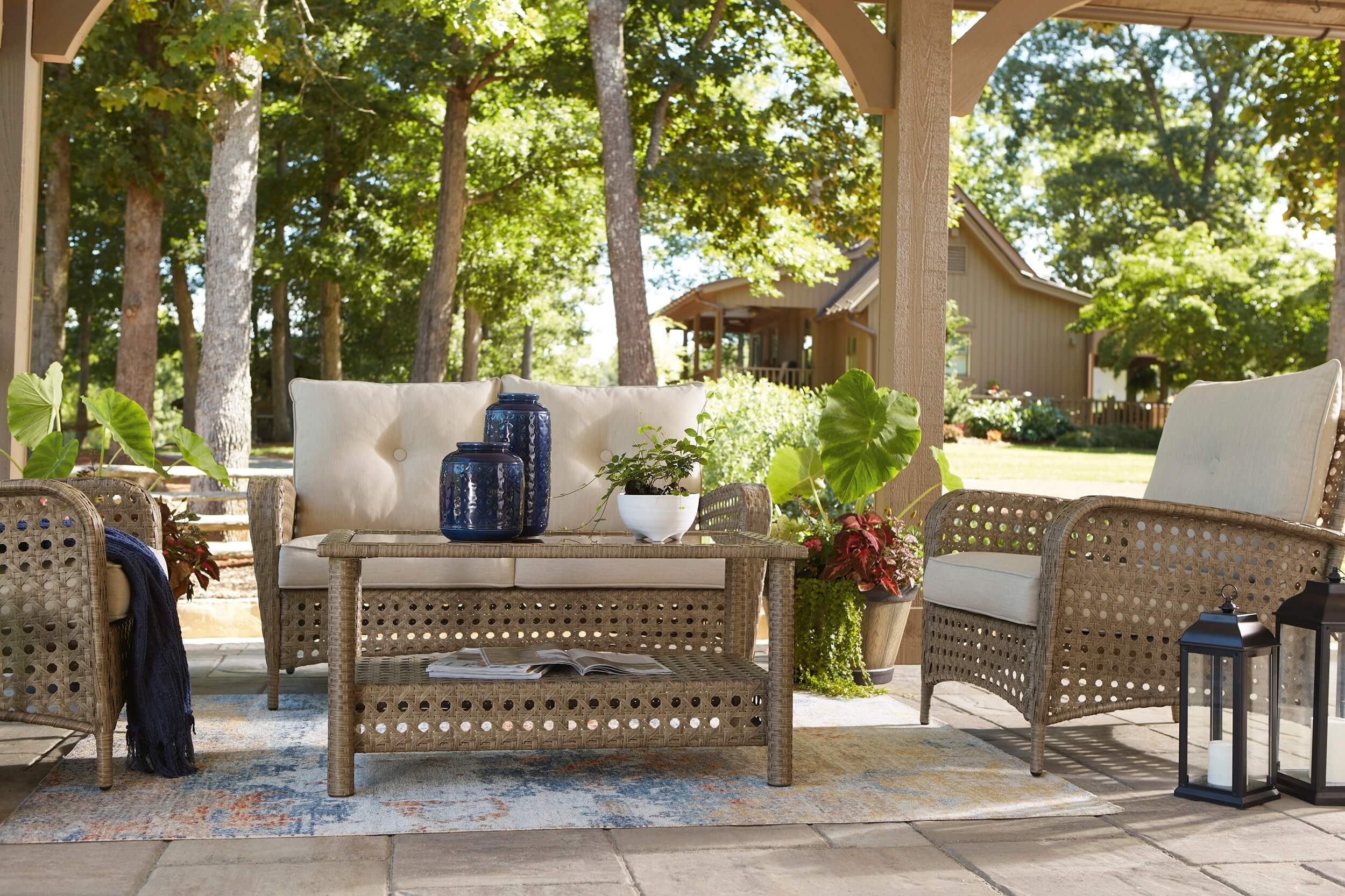 Braylee Outdoor Nuvella Fabric/Resin Wicker Patio Set