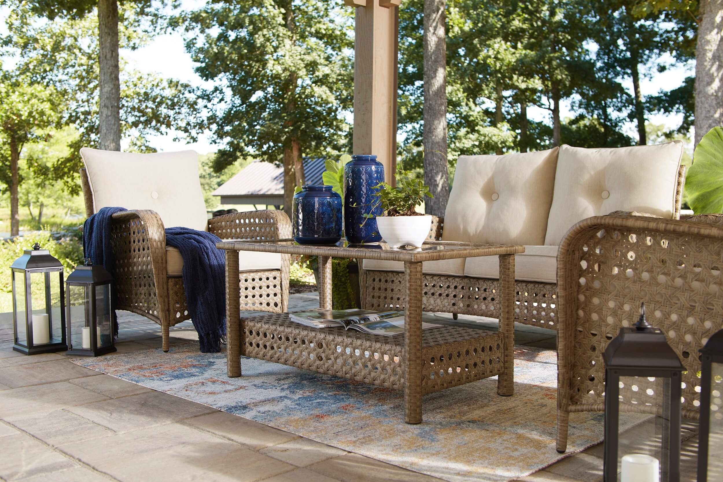 Braylee Outdoor Nuvella Fabric/Resin Wicker Patio Set