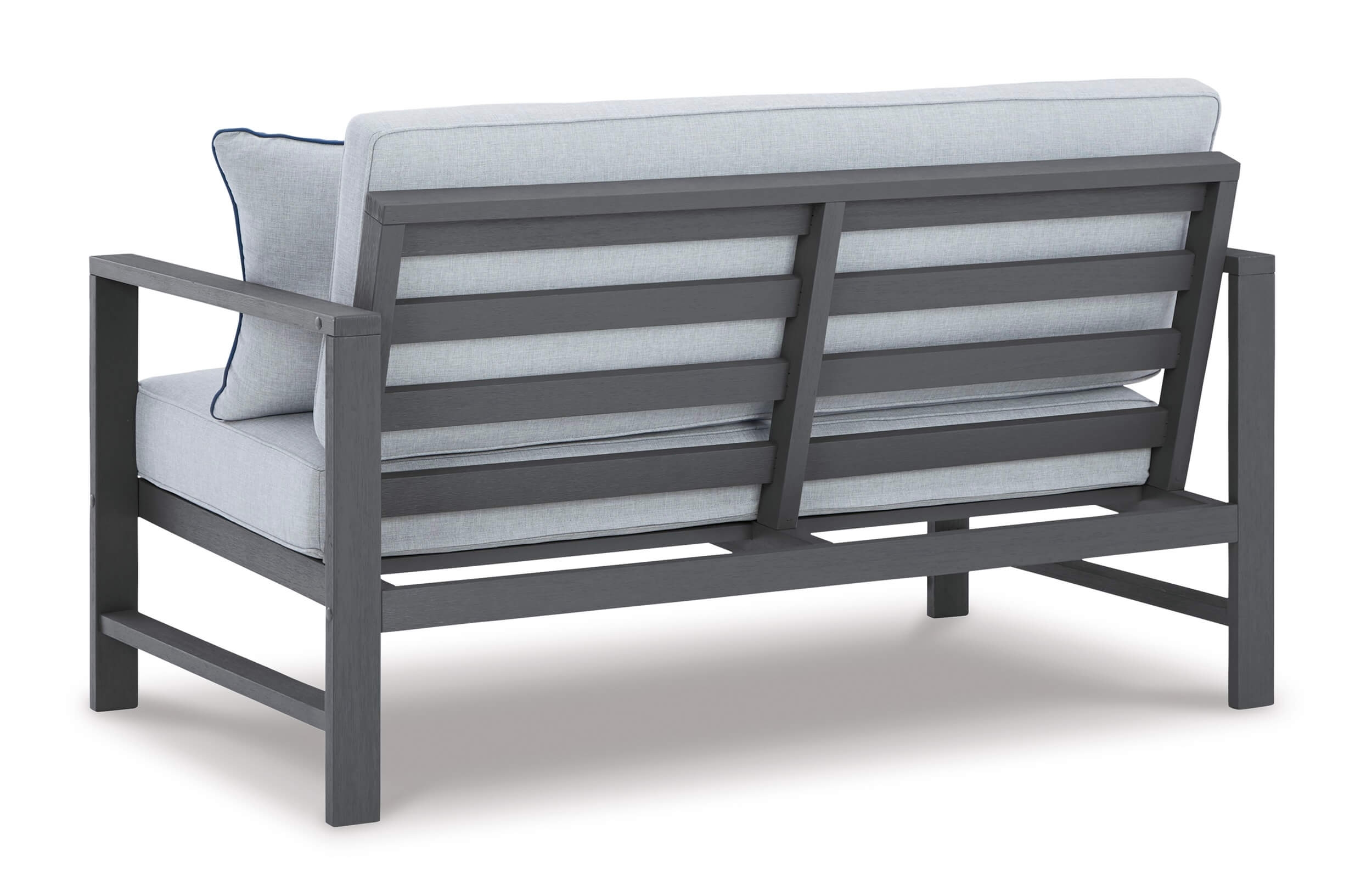 Fynnegan Outdoor Nuvella Fabric/Eucalyptus Wood Loveseat w/Table