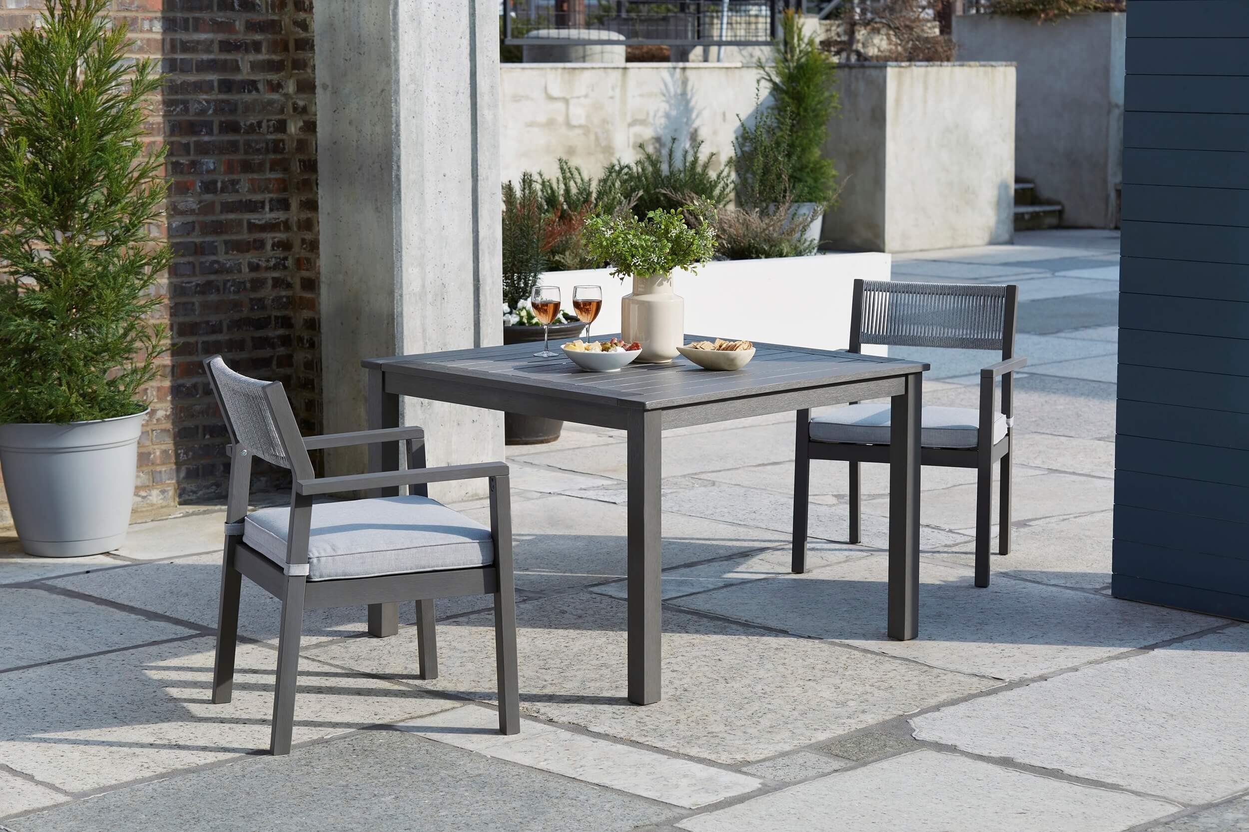 Eden Town Outdoor Eucalyptus Wood Square Patio Dining Set