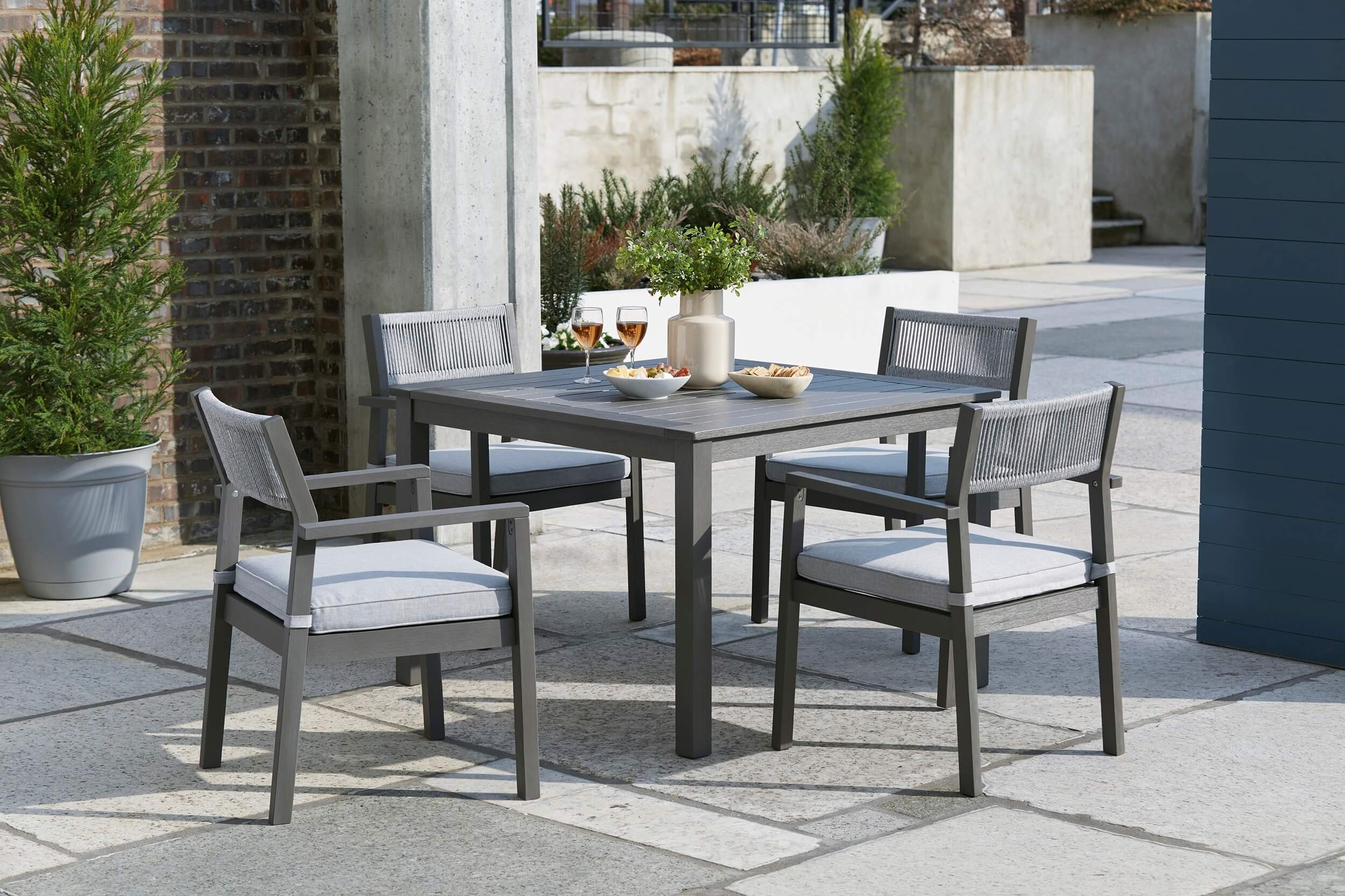Eden Town Outdoor Eucalyptus Wood Square Patio Dining Set