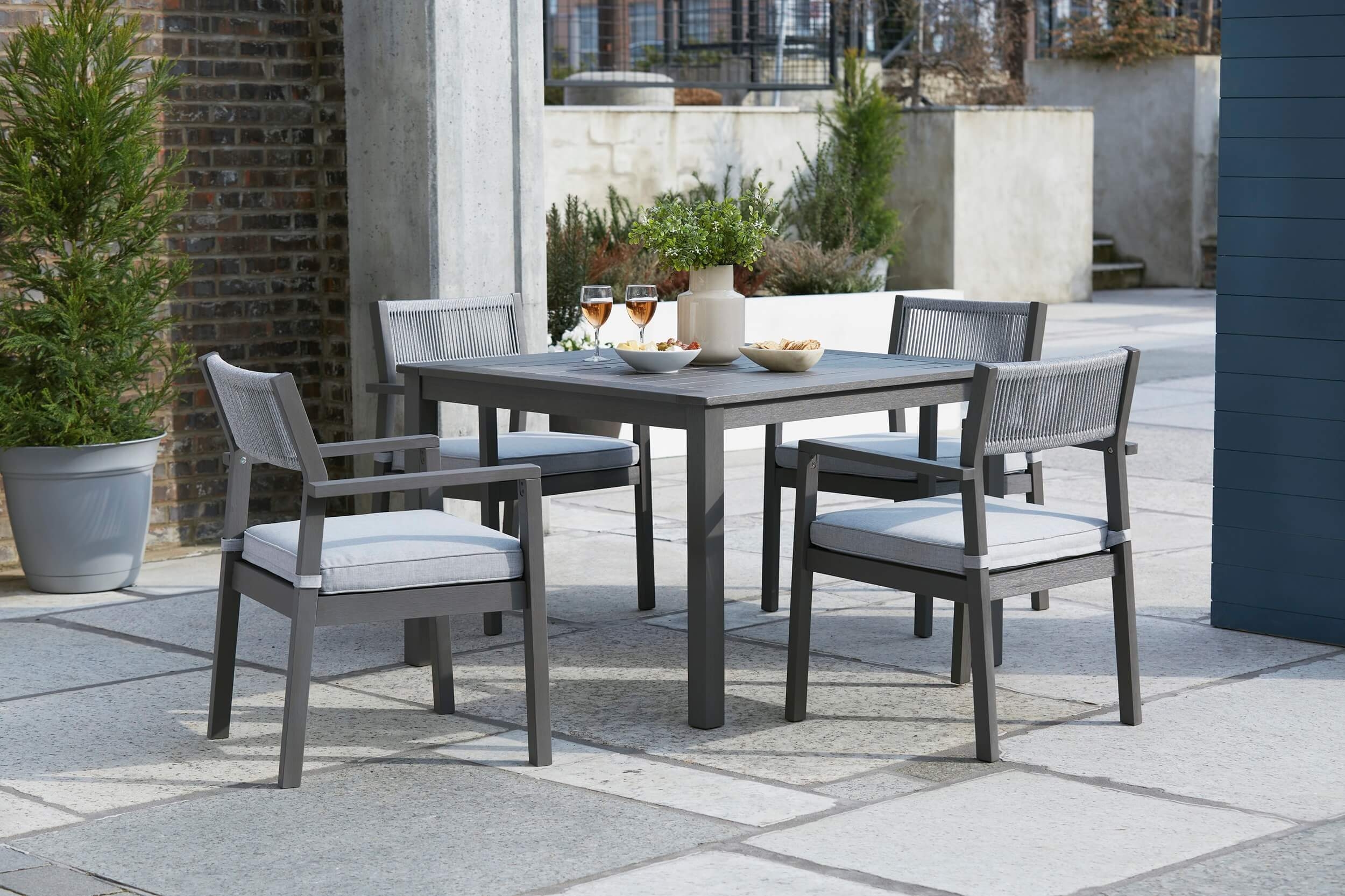 Eden Town Outdoor Eucalyptus Wood Square Patio Dining Set