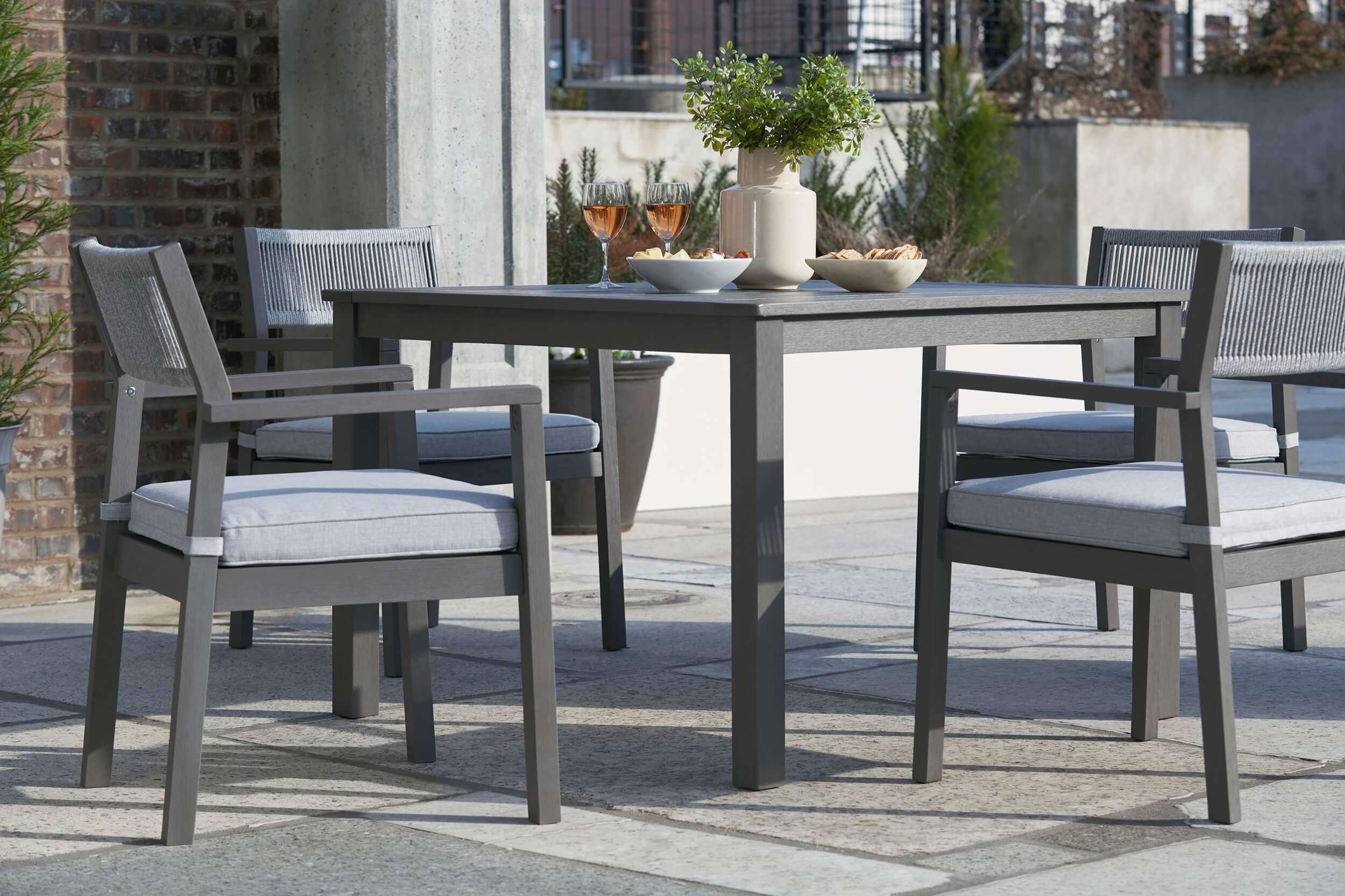 Eden Town Outdoor Eucalyptus Wood Square Patio Dining Set