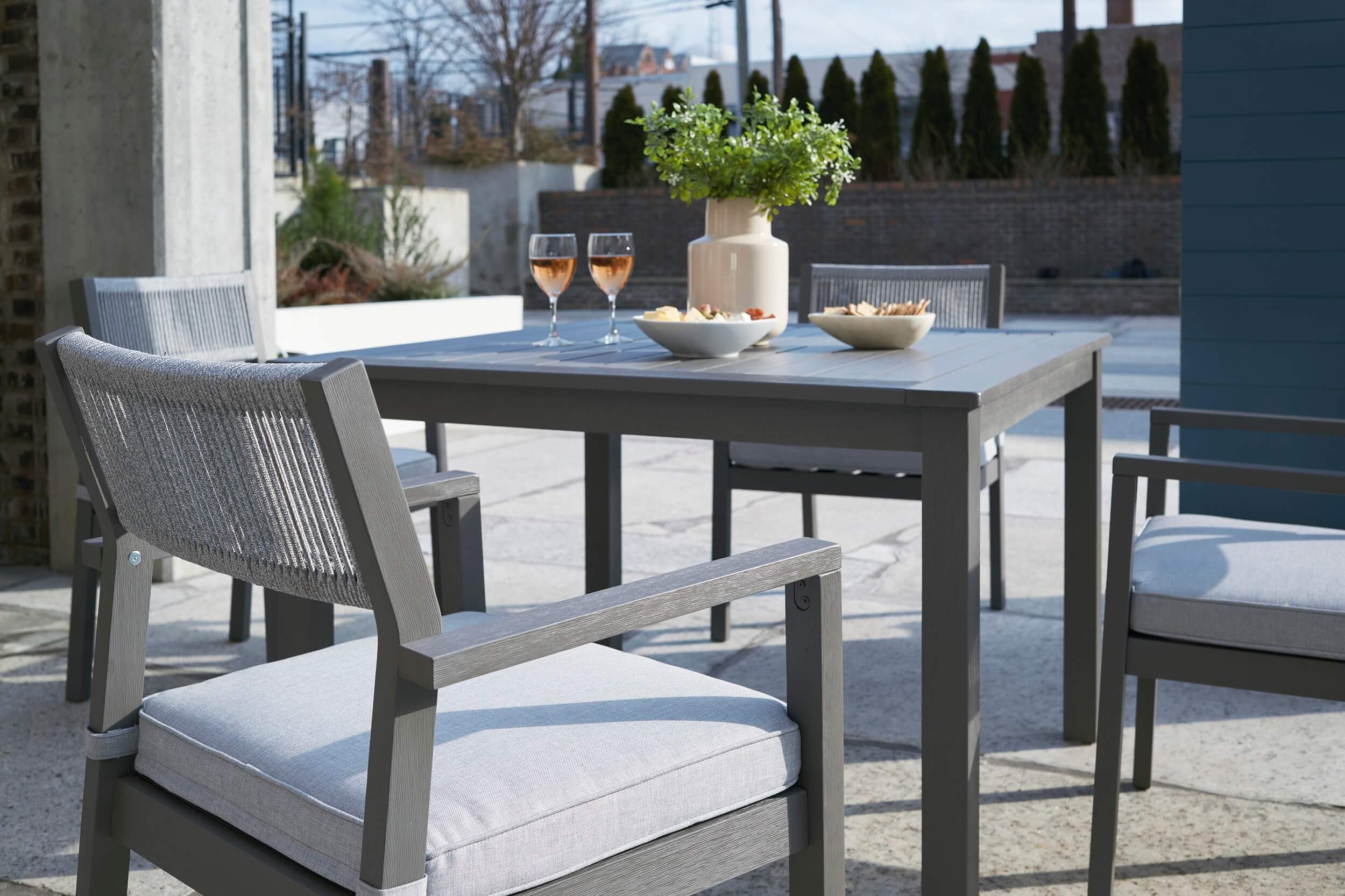 Eden Town Outdoor Eucalyptus Wood Square Patio Dining Set