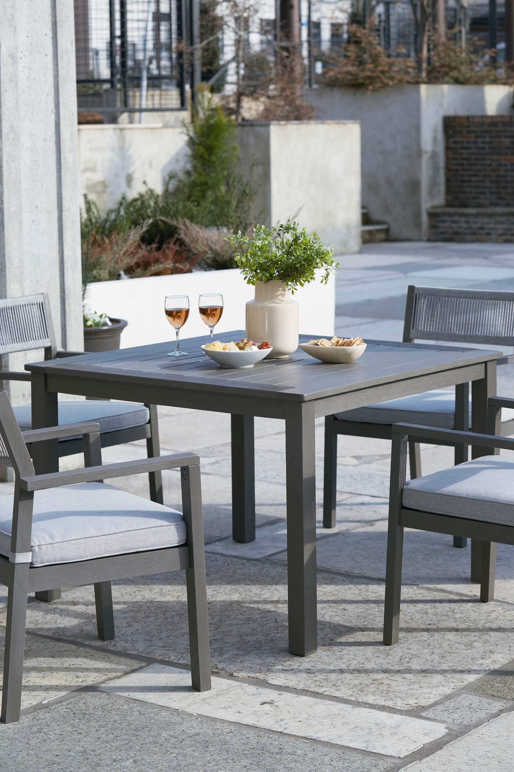 Eden Town Outdoor Eucalyptus Wood Square Patio Dining Set