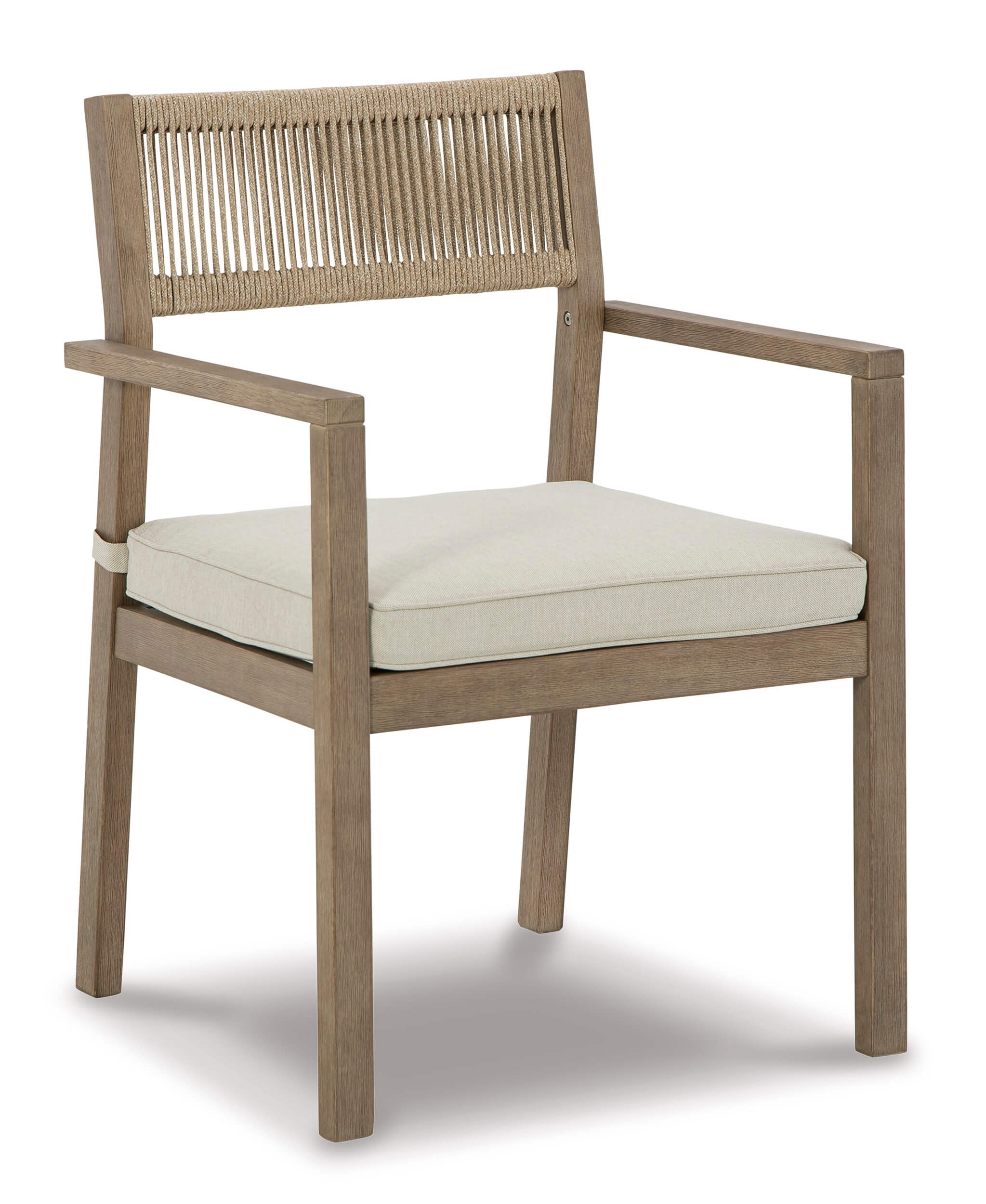 Aria Plains Outdoor Eucalyptus Wood/Rope Dining Arm Chair, Set of 2