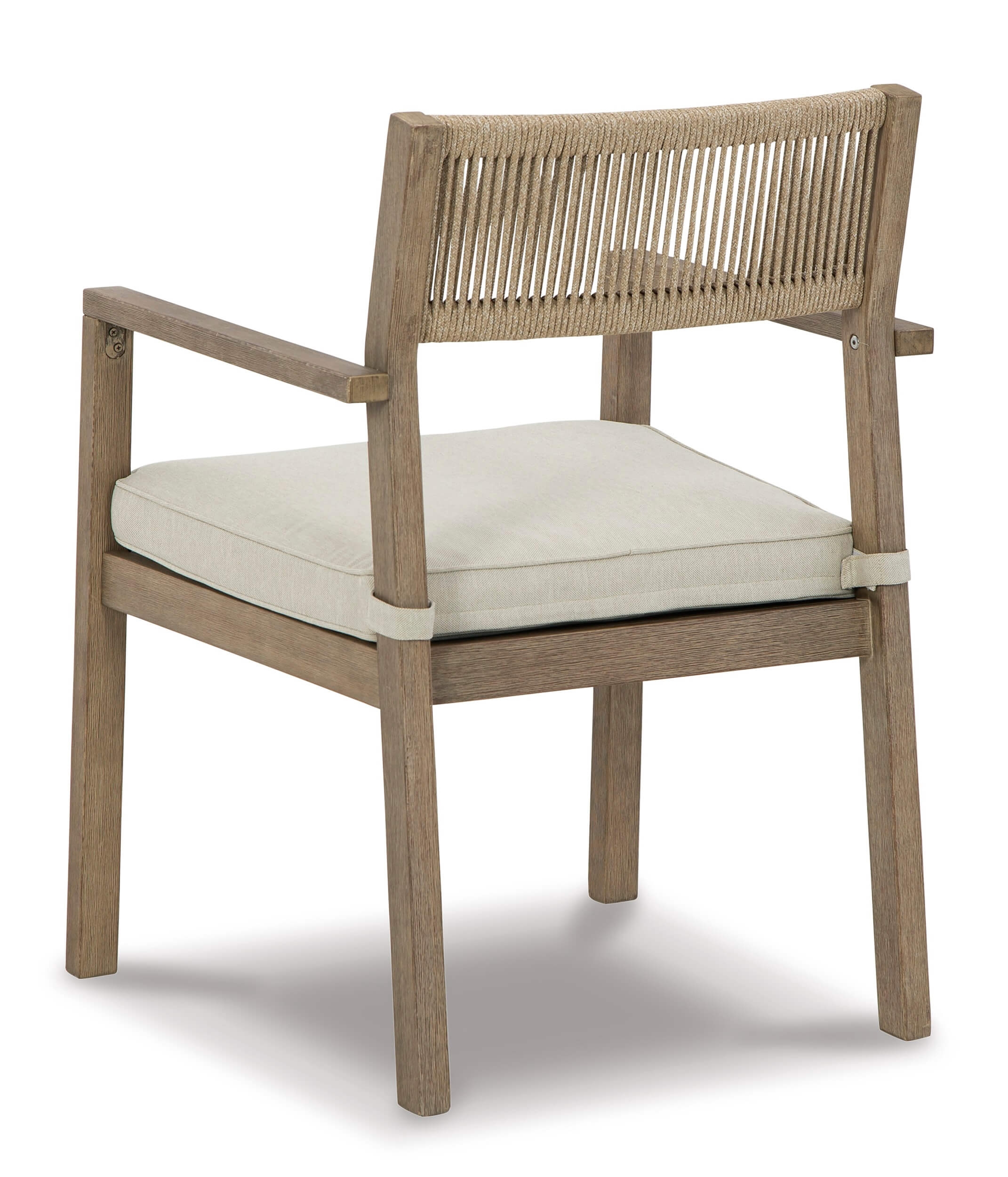 Aria Plains Outdoor Eucalyptus Wood/Rope Dining Arm Chair, Set of 2
