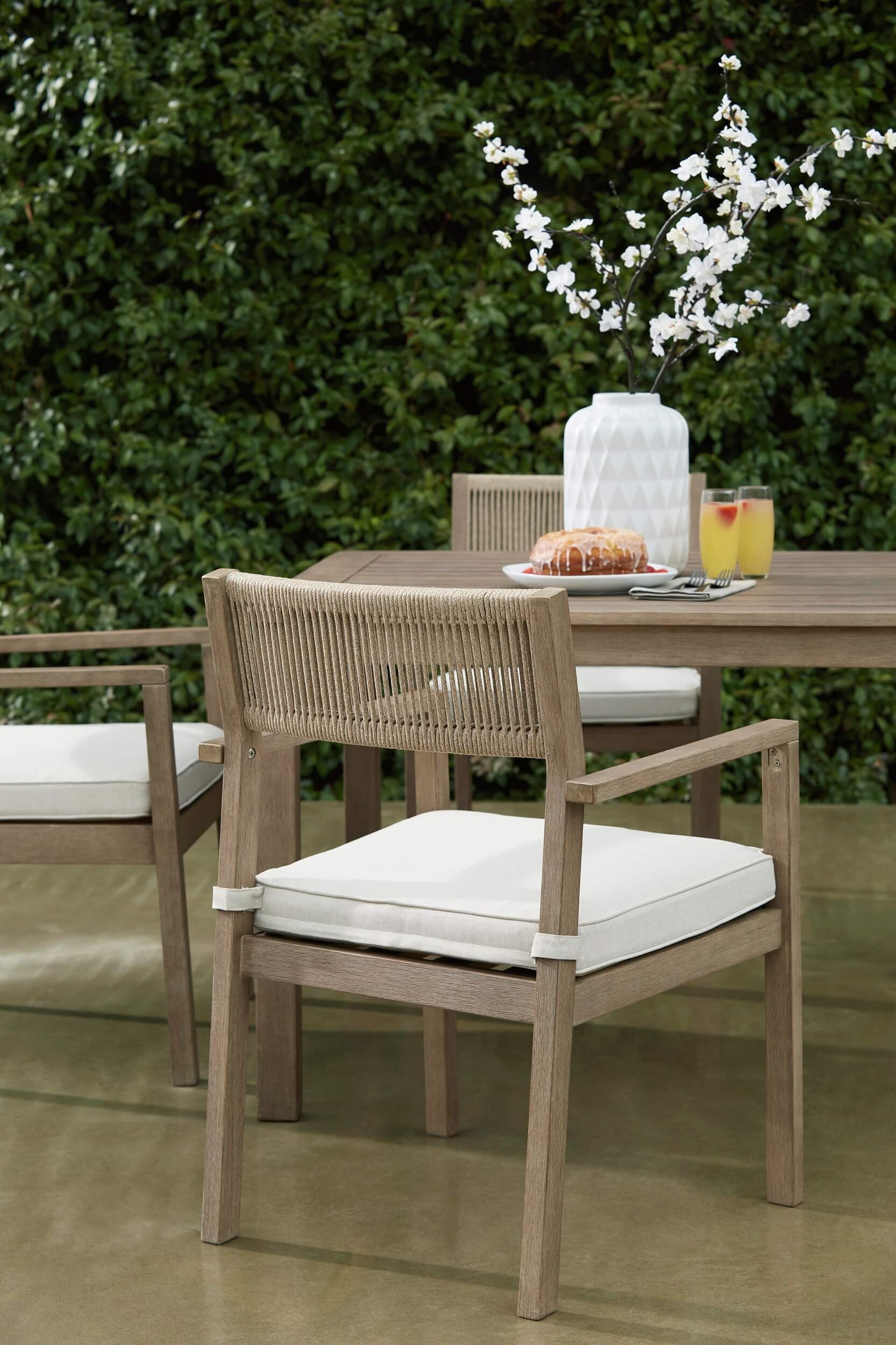 Aria Plains Outdoor Eucalyptus Wood Patio Dining Set