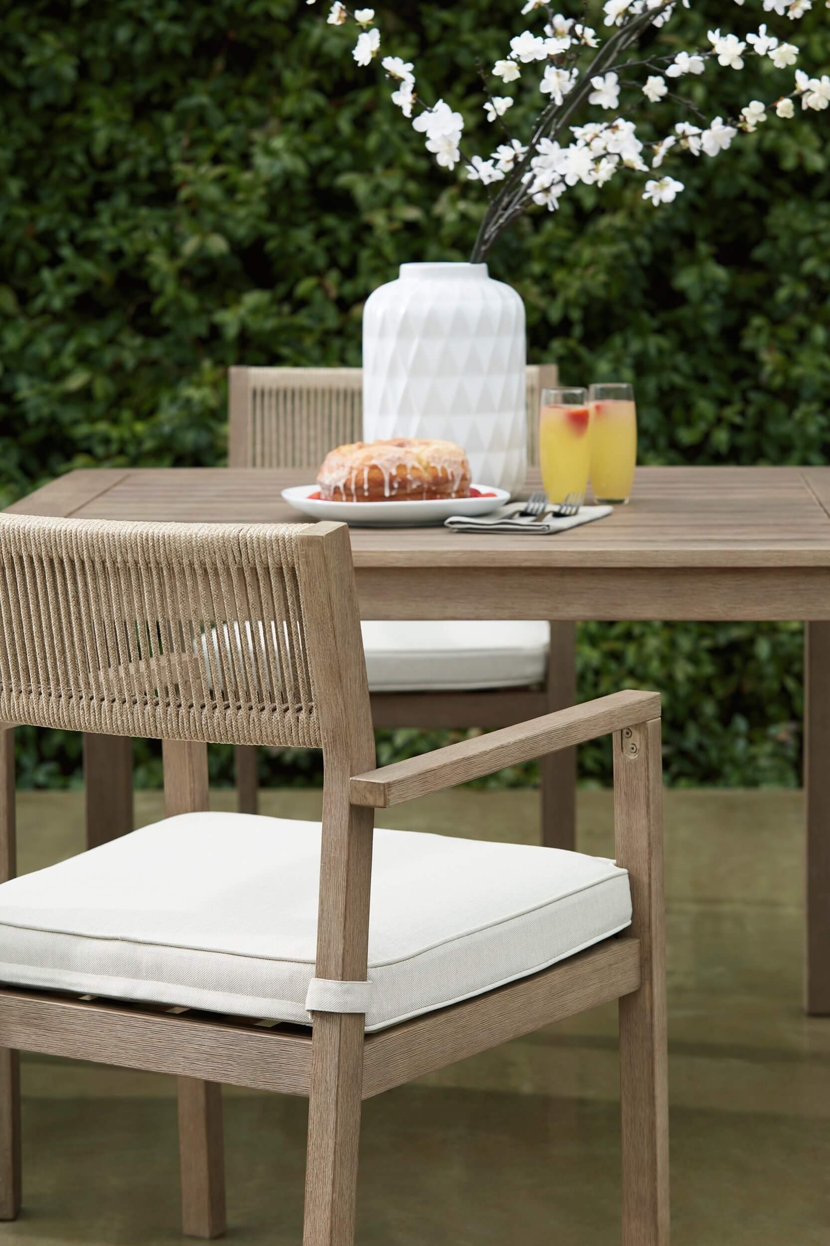 Aria Plains Outdoor Eucalyptus Wood Patio Dining Set