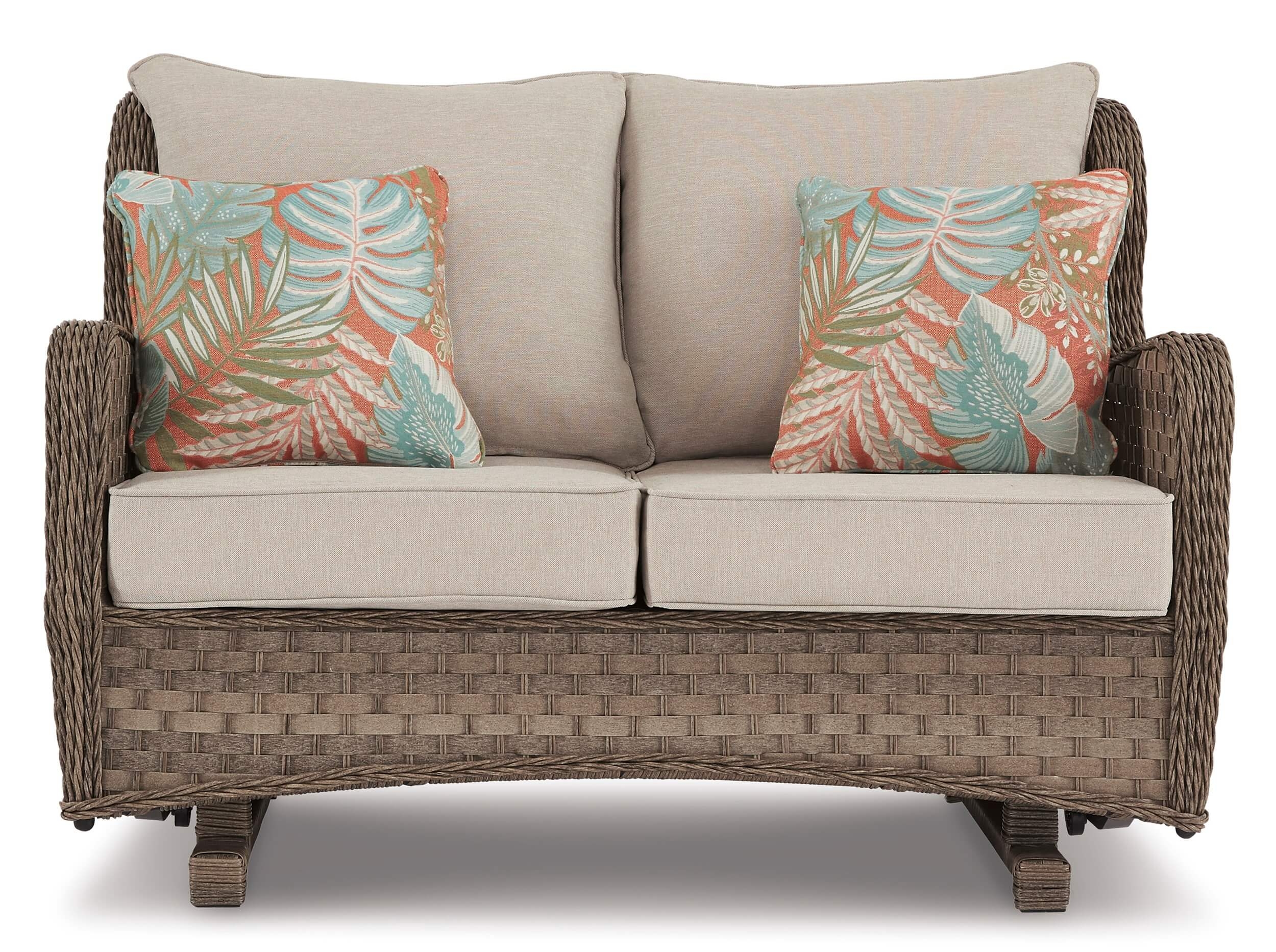 Clear Ridge Outdoor Nuvella Fabric/Resin Wicker Glider Loveseat
