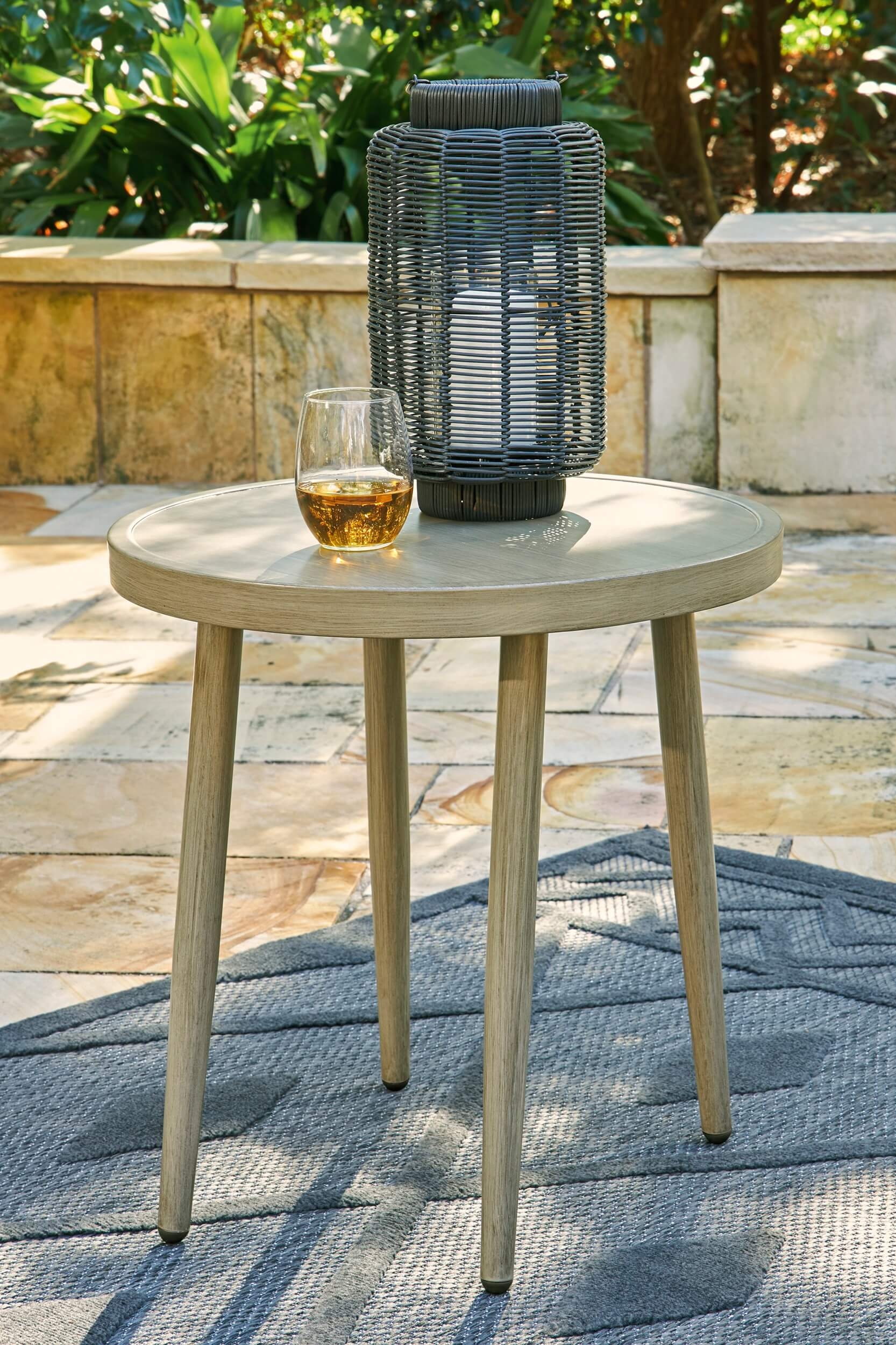 Swiss Valley Outdoor Wood Look Round End Table