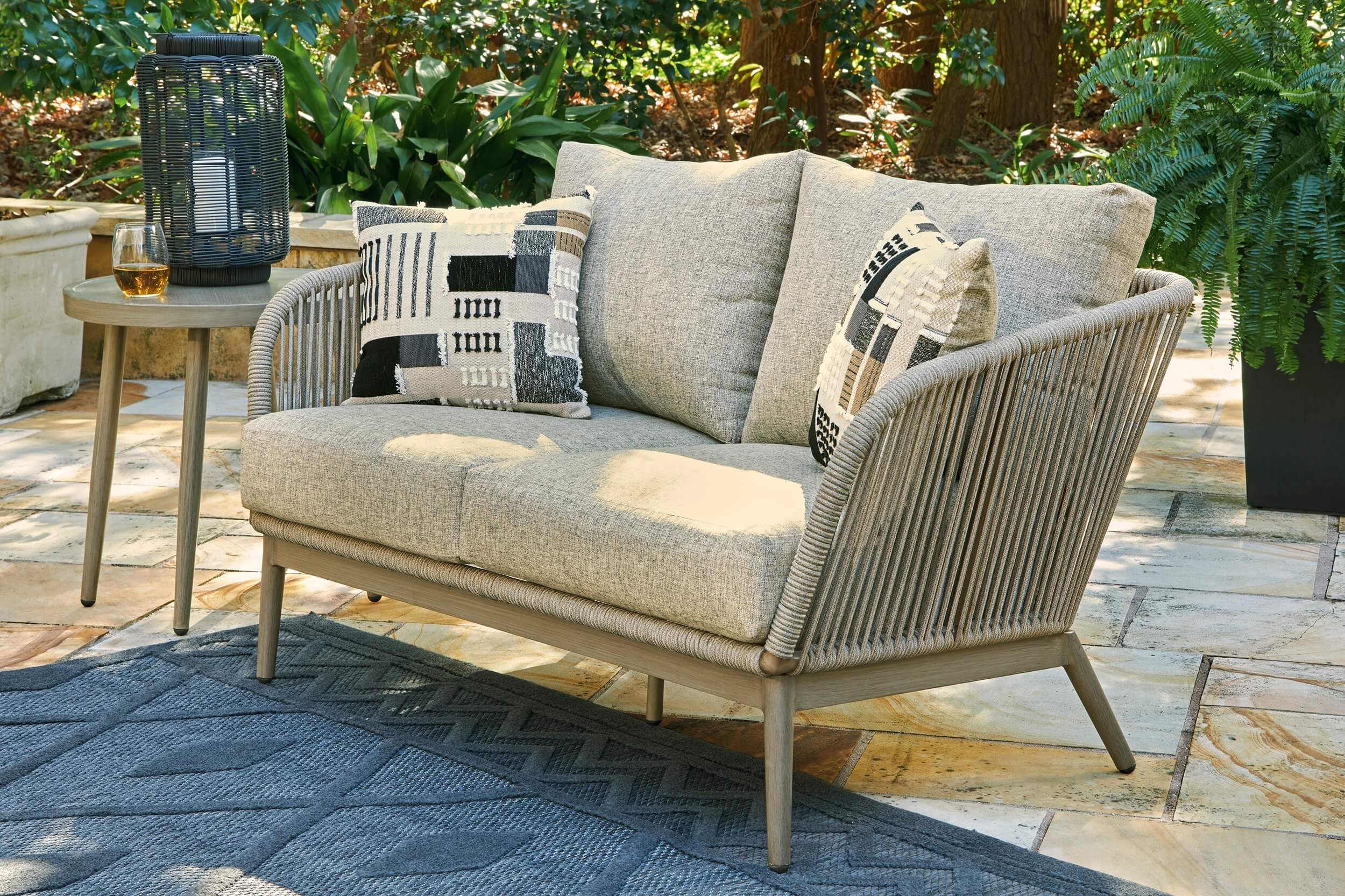 Swiss Valley Outdoor Wood Look Round End Table